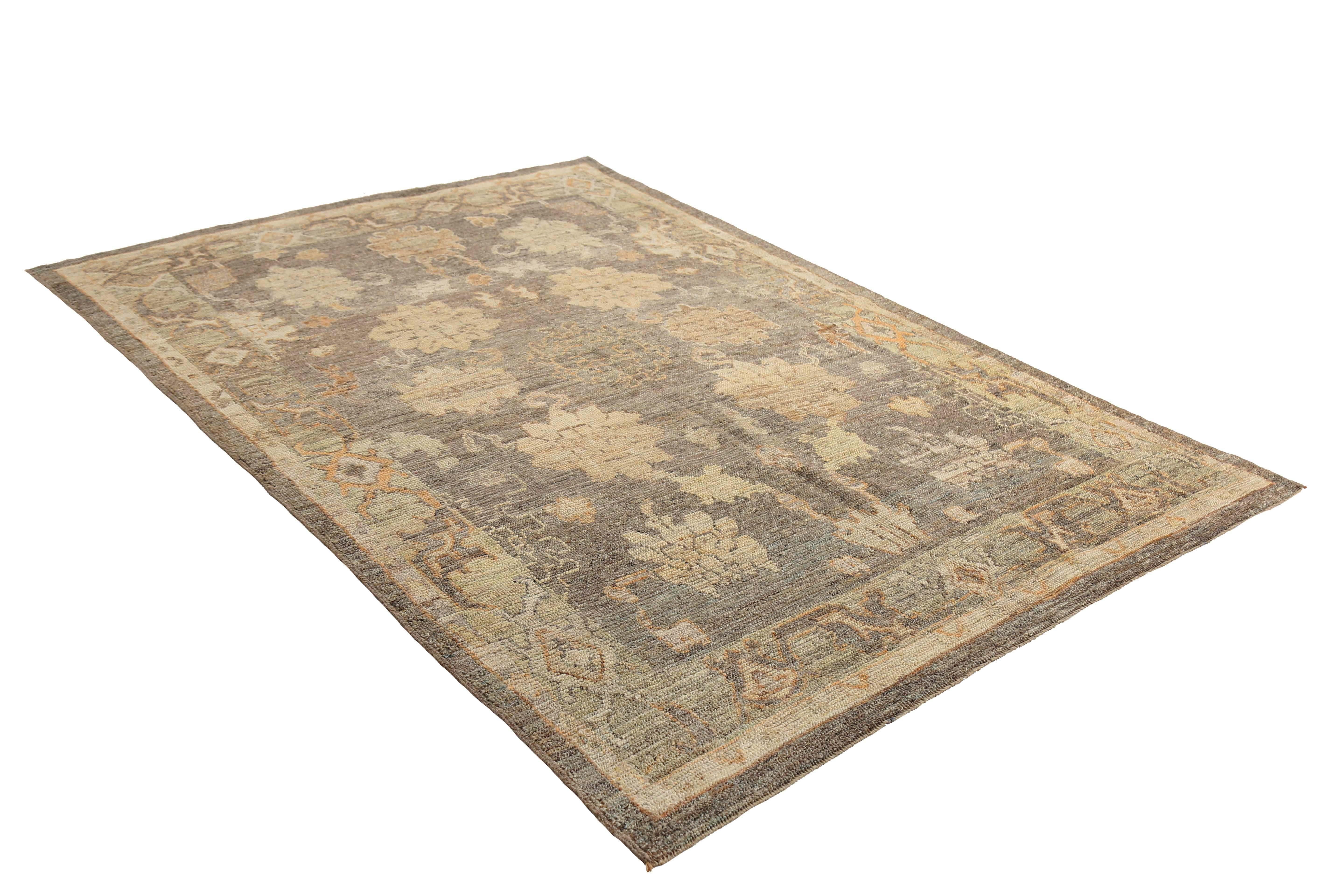 Brown Handmade Turkish Oushak Rug For Sale 3