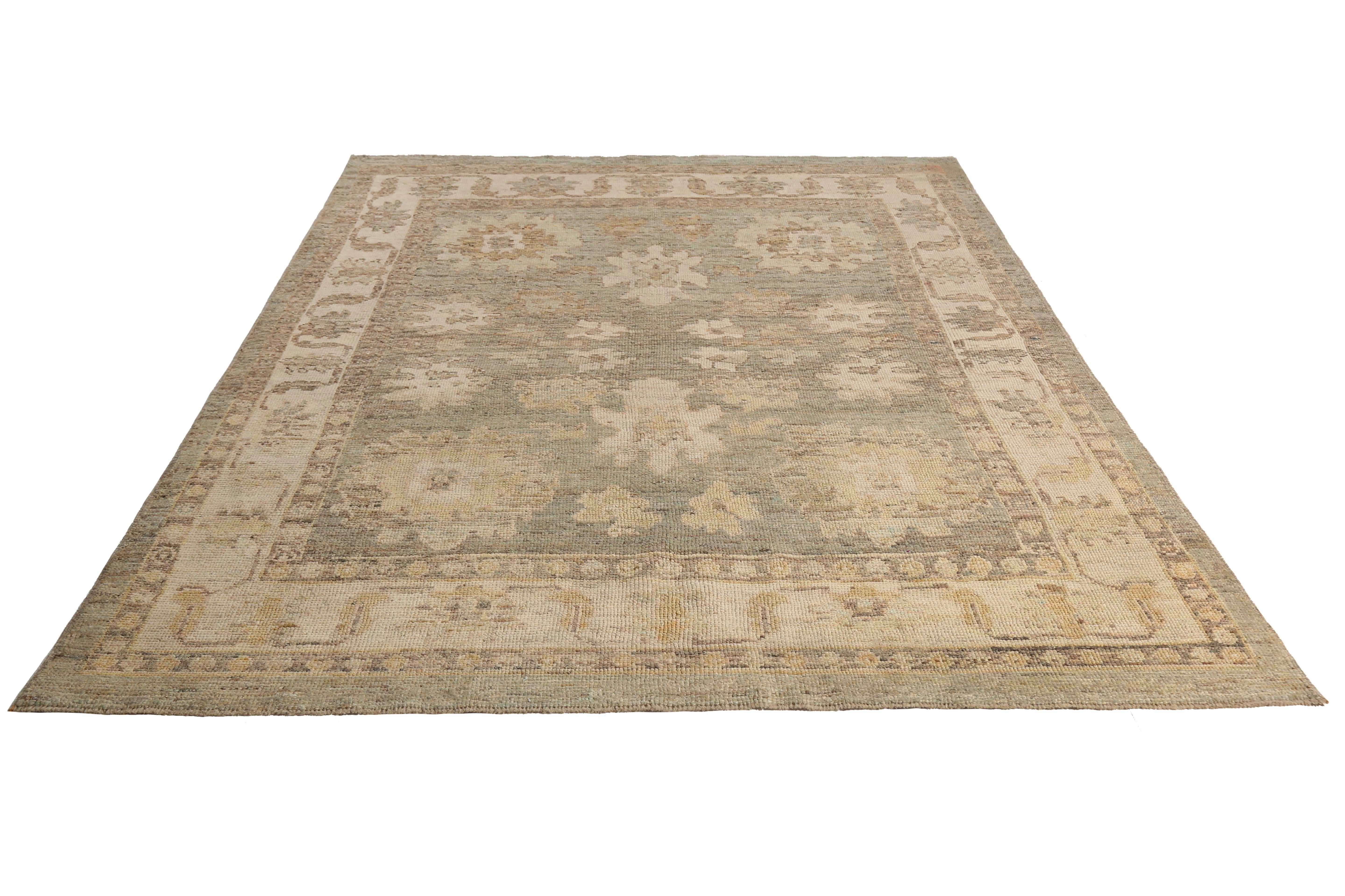 Brown Handmade Turkish Oushak Rug In New Condition For Sale In Dallas, TX