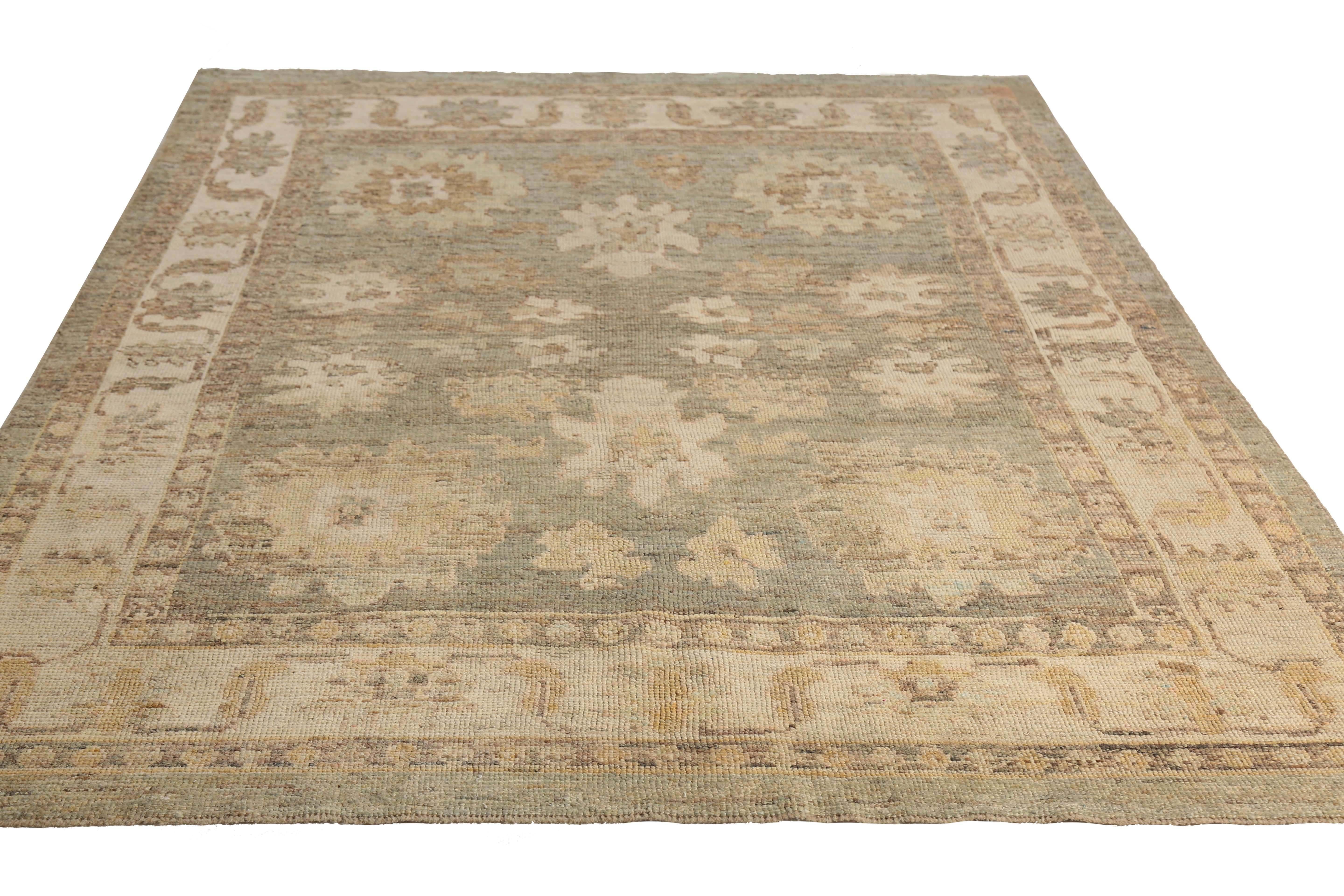 Wool Brown Handmade Turkish Oushak Rug For Sale