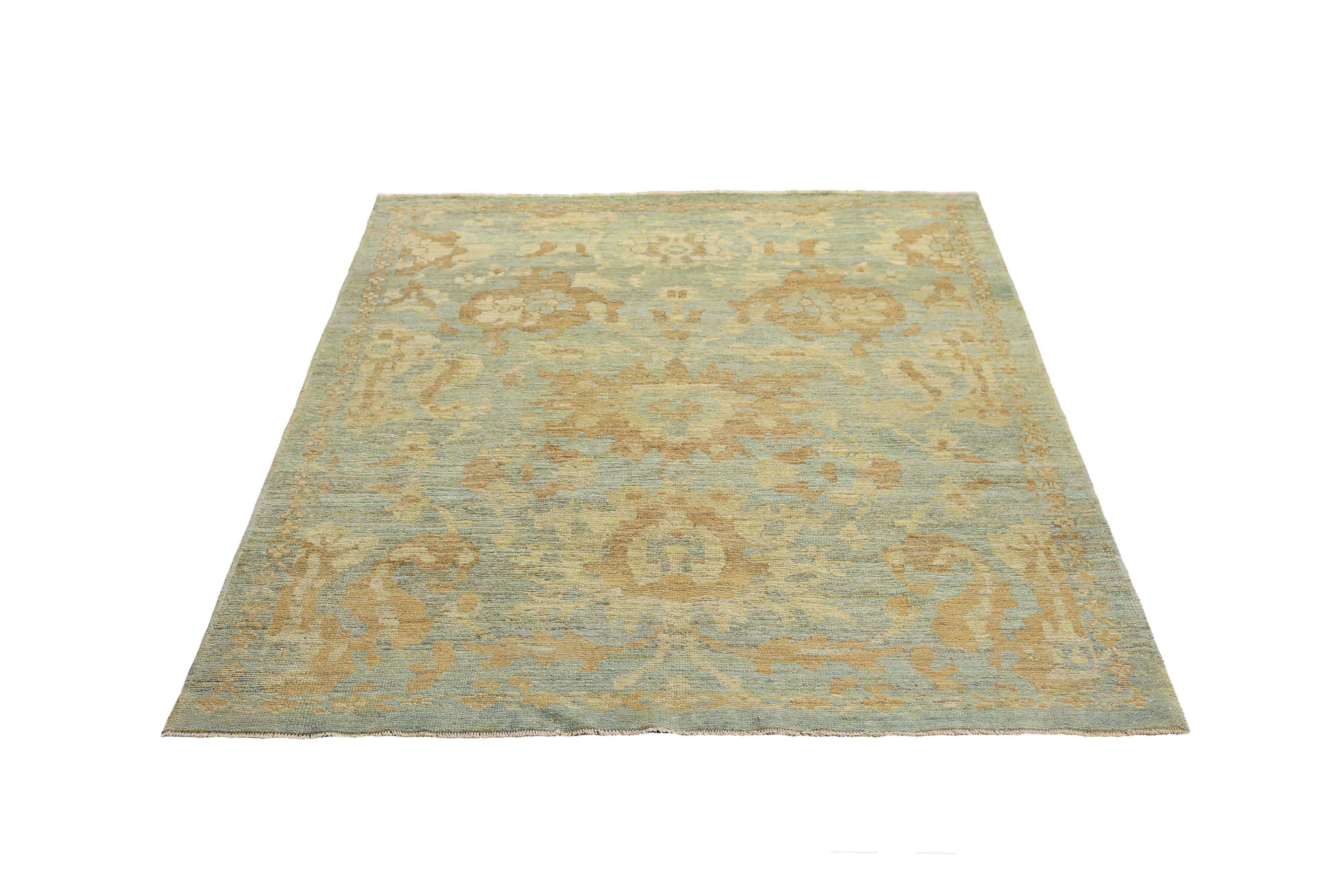 Afghanistan Sultanabad Small Rug Circa 1990 - Laine Bleu Ivoire Jaune - 95569 Excellent état - En vente à Dallas, TX