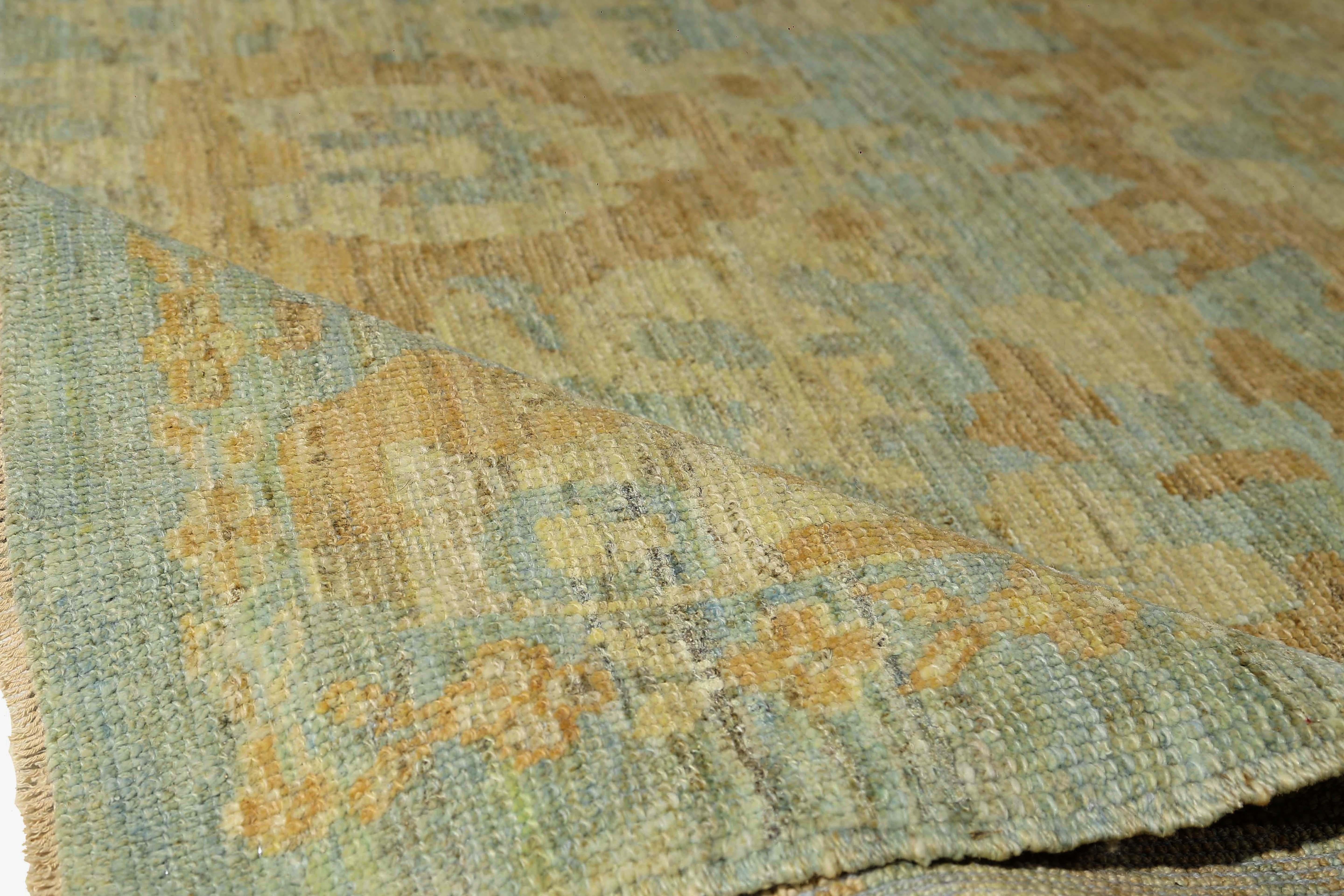 20ième siècle Afghanistan Sultanabad Small Rug Circa 1990 - Laine Bleu Ivoire Jaune - 95569 en vente