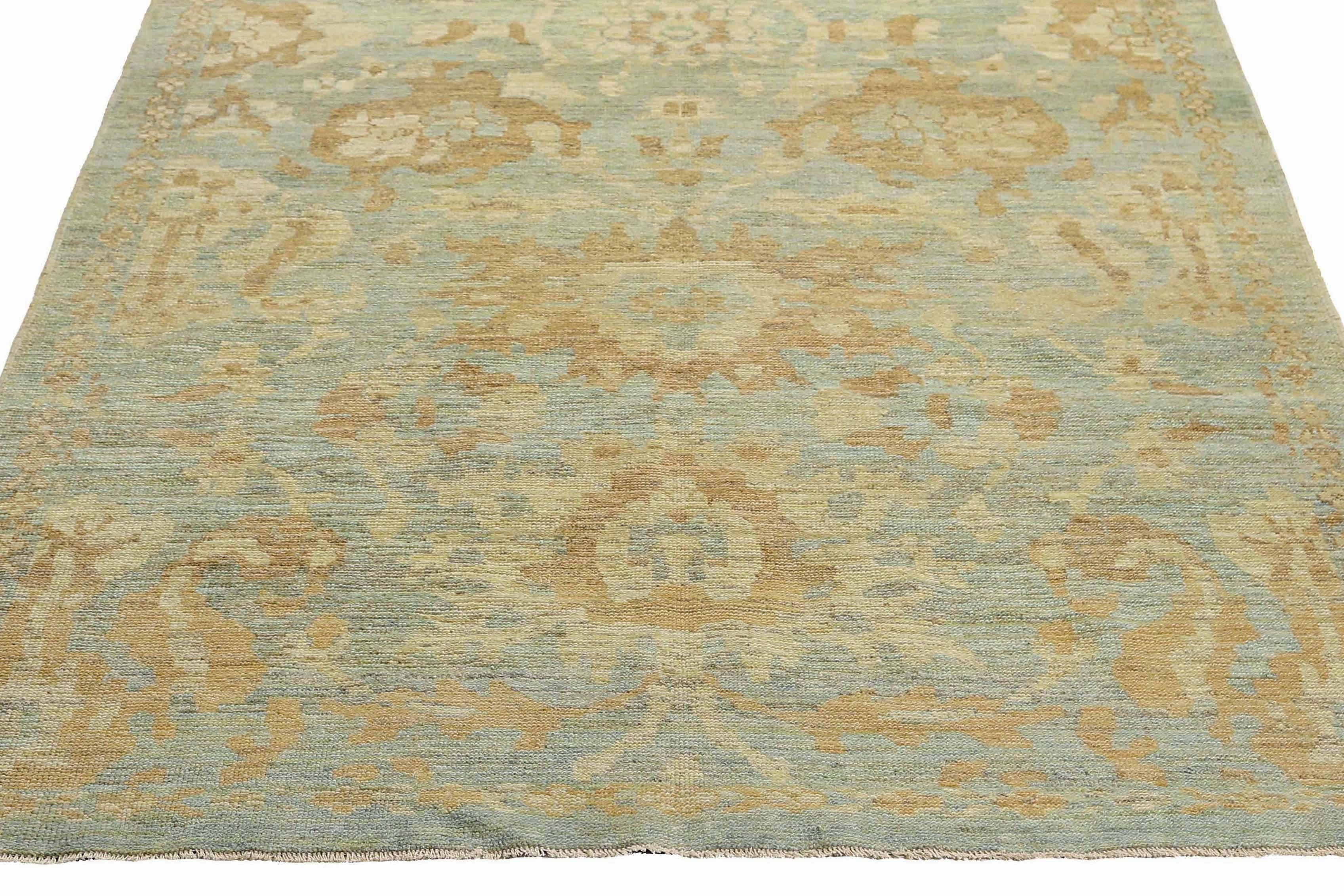 Afghanistan Sultanabad Small Rug Circa 1990 - Laine Bleu Ivoire Jaune - 95569 en vente 4