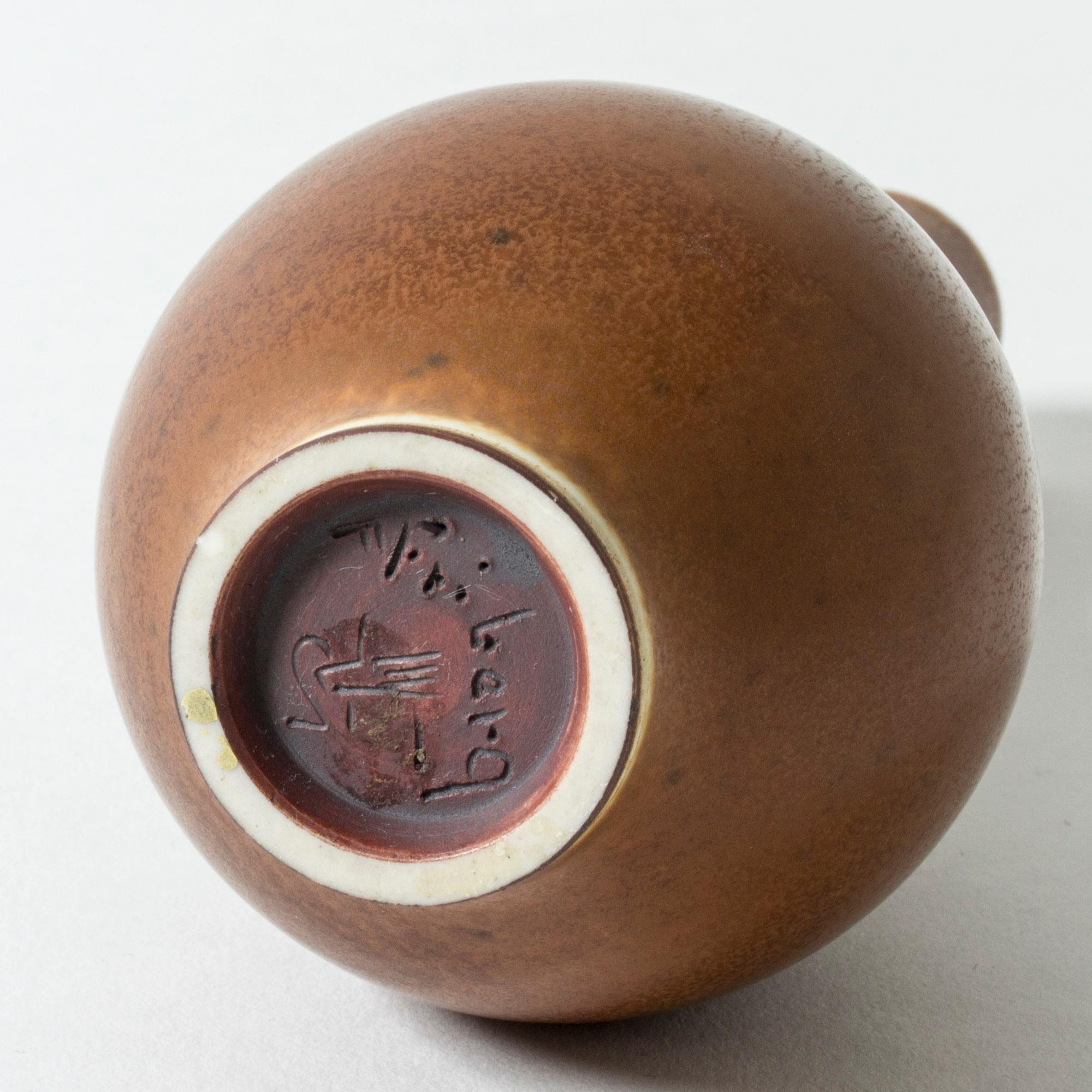 Brown Hare's Fur Stoneware Vase by Berndt Friberg for Gustavsberg, Sweden, 1950s 1