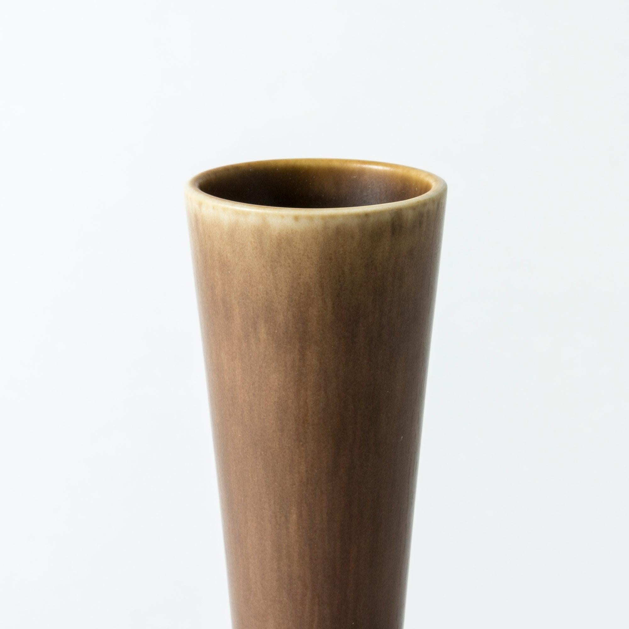 Mid-20th Century Brown Hare's Fur Stoneware Vase by Berndt Friberg for Gustavsberg, Sweden, 1956 For Sale