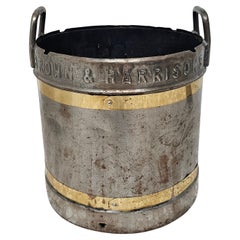 Antique Brown & Harrison's Southampton Brass Mounted Steel Milk / Fuel Bucket / Planter