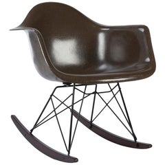 Brown Herman Miller Eames RAR Rocking Arm Shell Chair