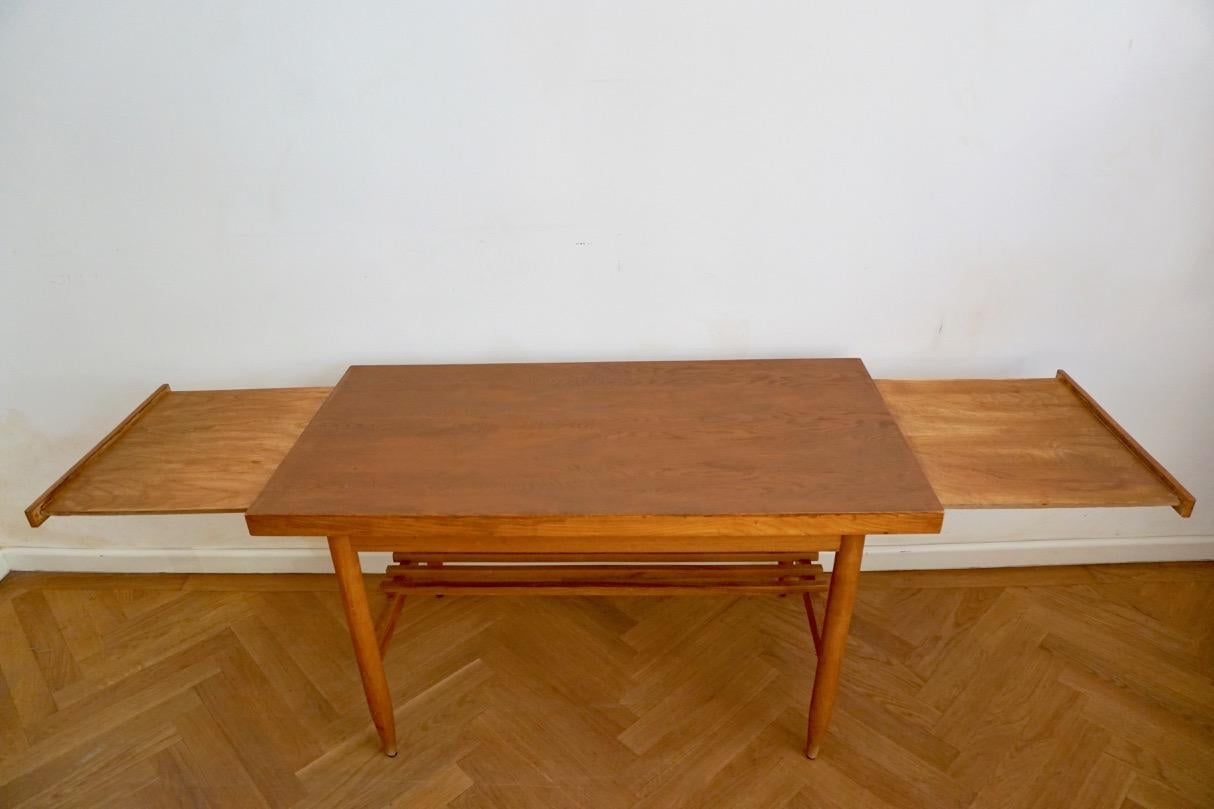 Brown Hungarian Coffee Table in Scandinavian Design, Extendable Table 5