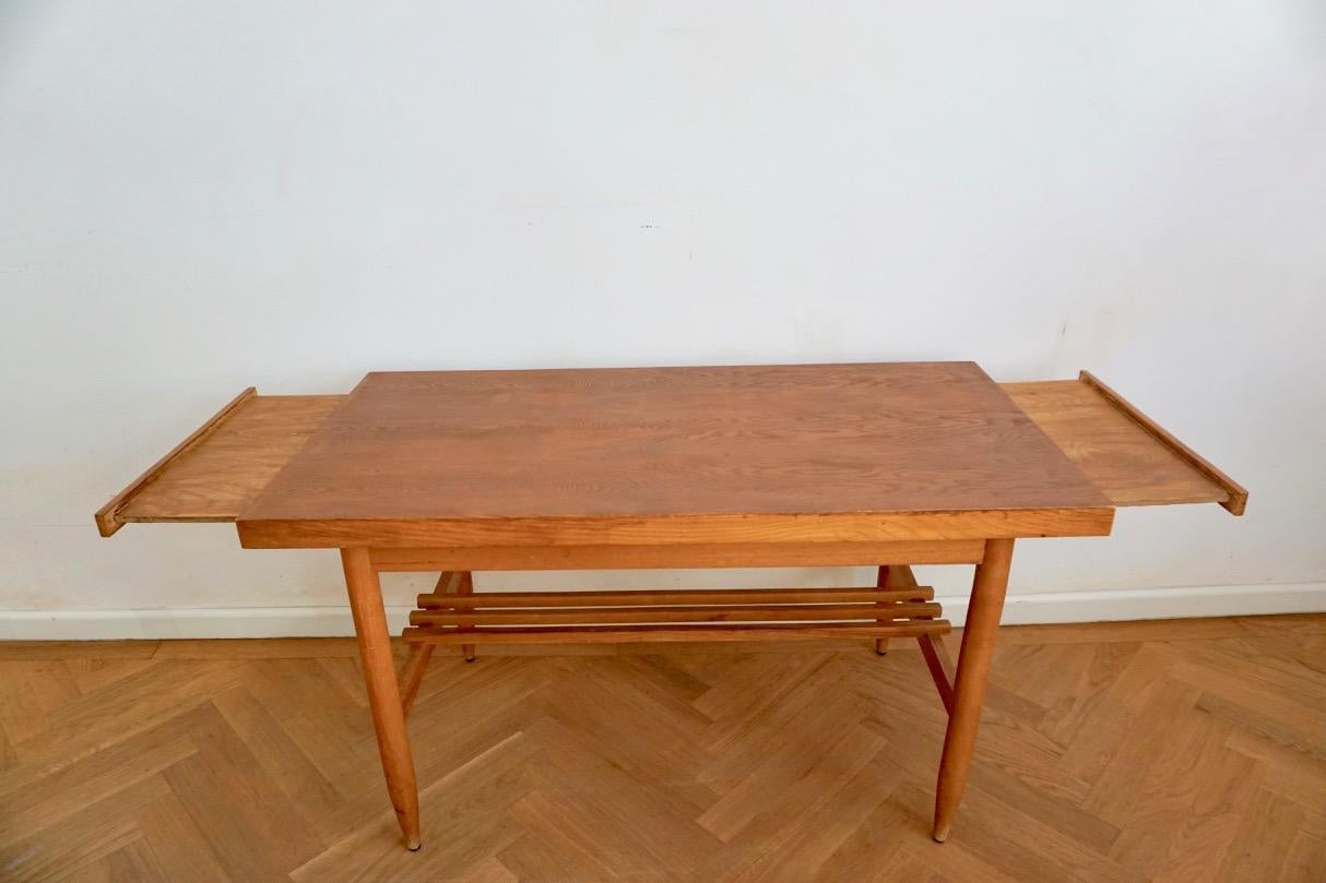 Brown Hungarian Coffee Table in Scandinavian Design, Extendable Table 6