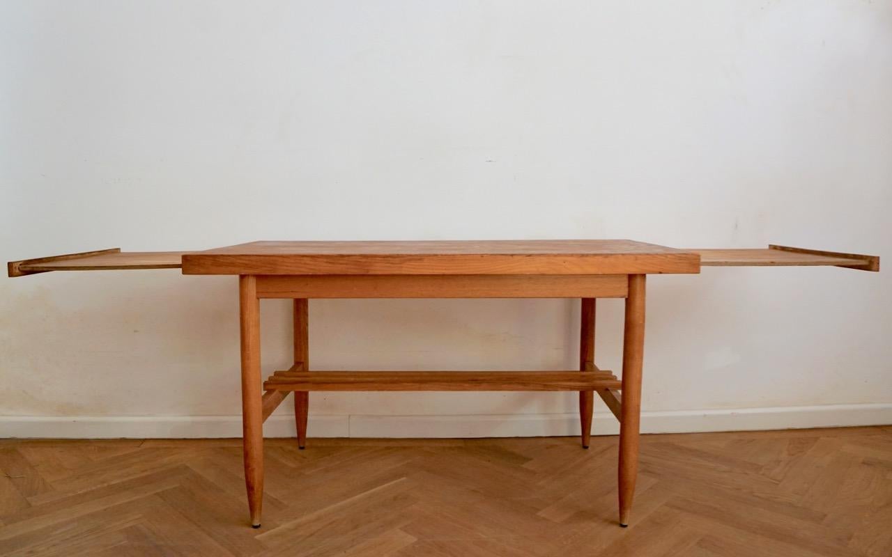 Mid-20th Century Brown Hungarian Coffee Table in Scandinavian Design, Extendable Table
