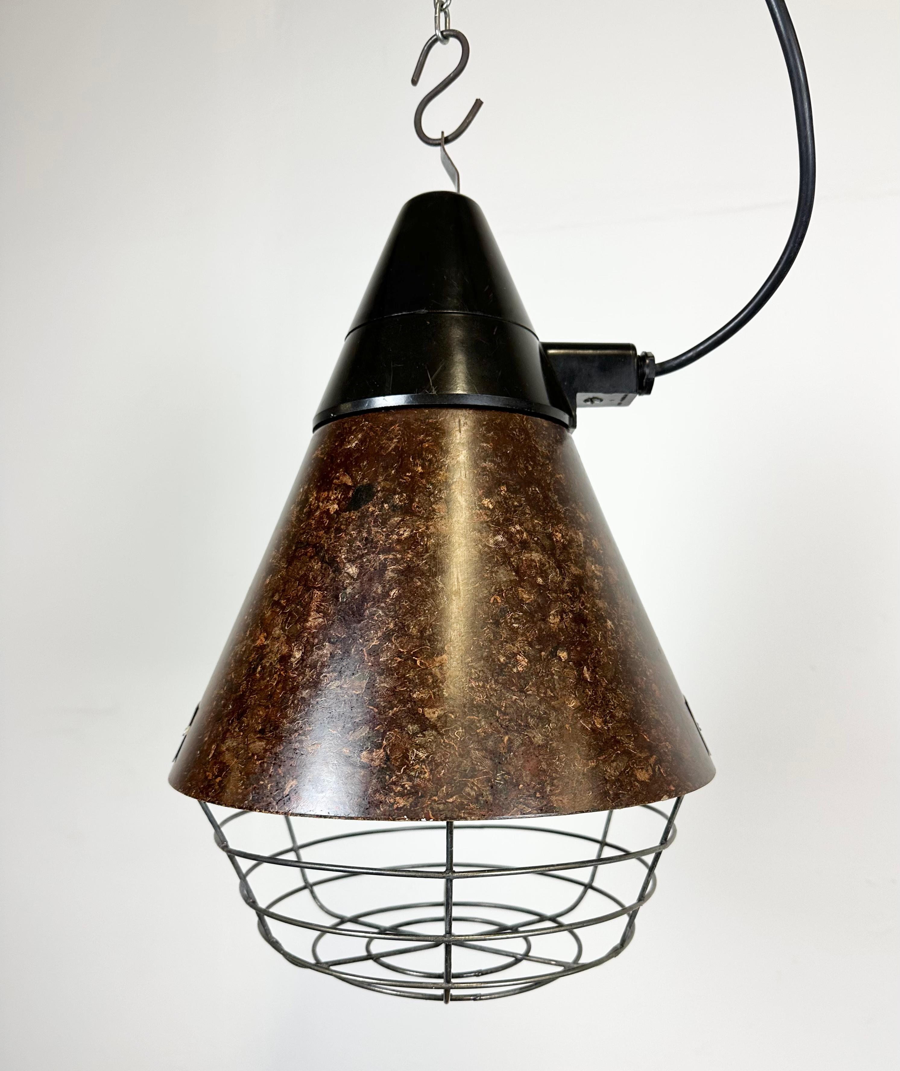 German Brown Industrial Bakelite Pendant Light from VEB Narva, 1960s For Sale