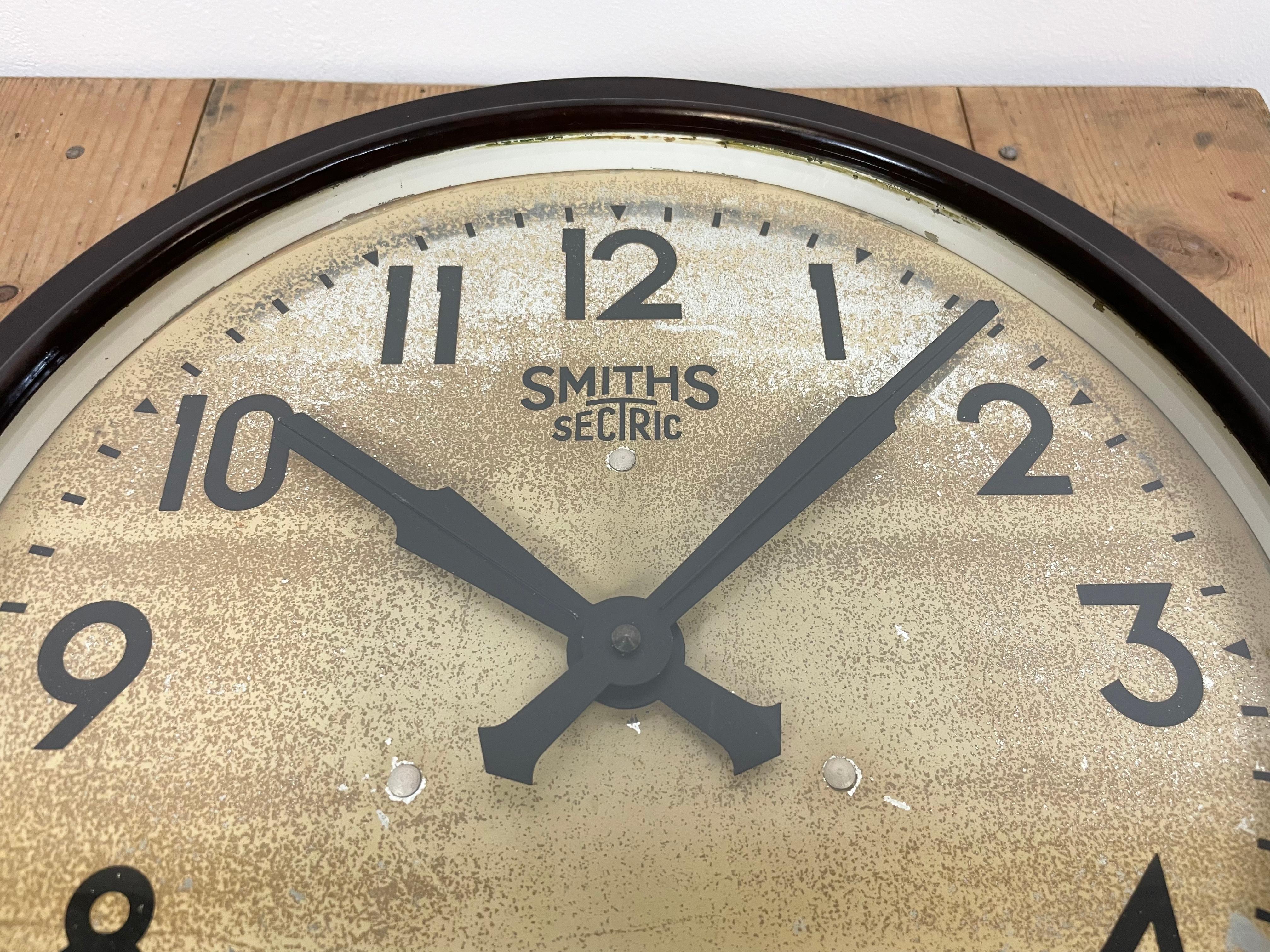 20th Century Brown Industrial Bakelite Wall Clock from Smith Sectric, 1930s