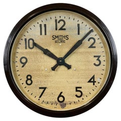Brown Industrial Bakelite Wall Clock from Smith Sectric, 1930s