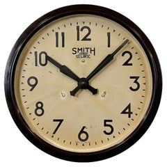 Retro Brown Industrial Bakelite Wall Clock from Smith Sectric, 1950s