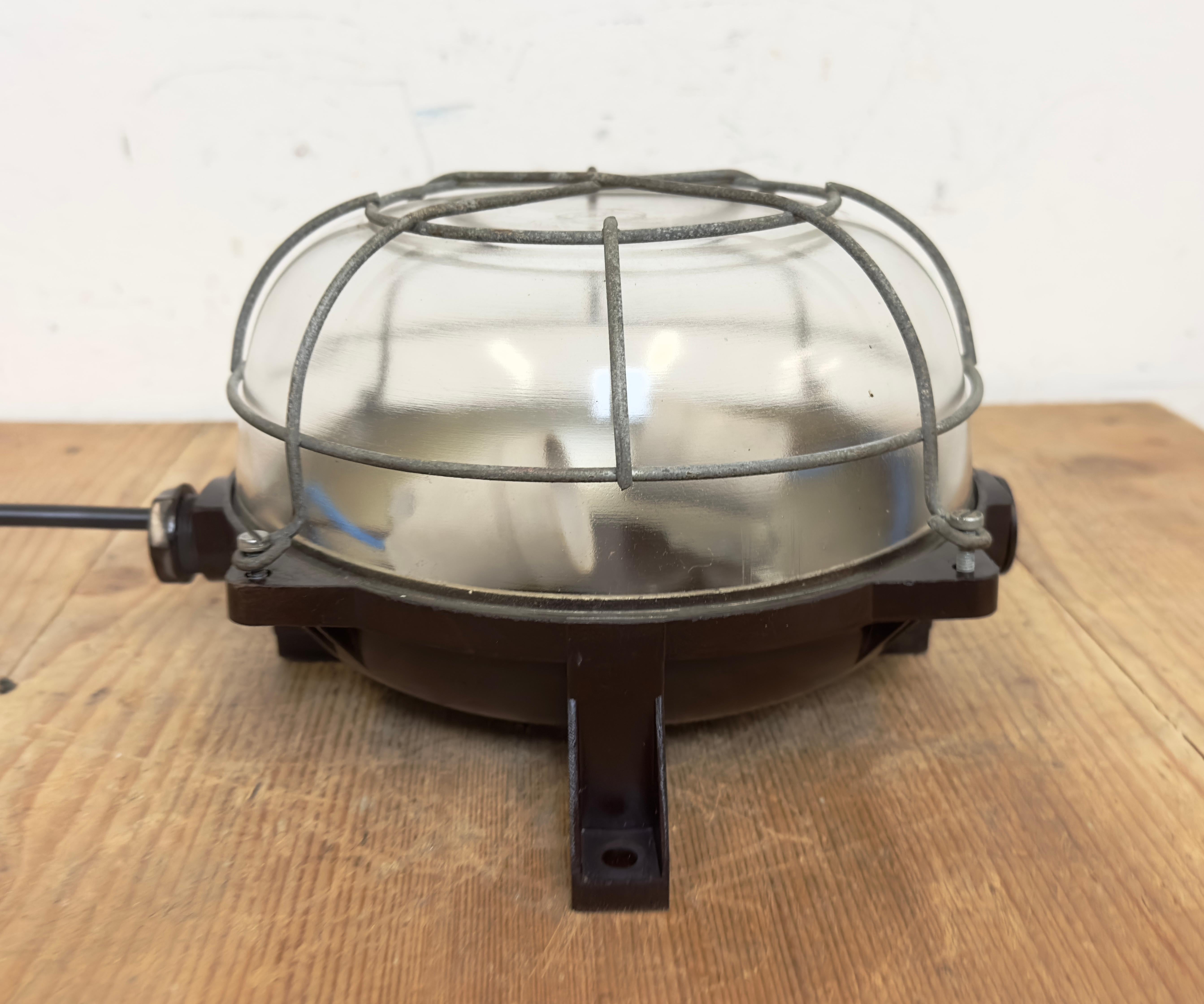 Czech Brown Industrial Bakelite Wall or Ceiling Light, 1970s For Sale