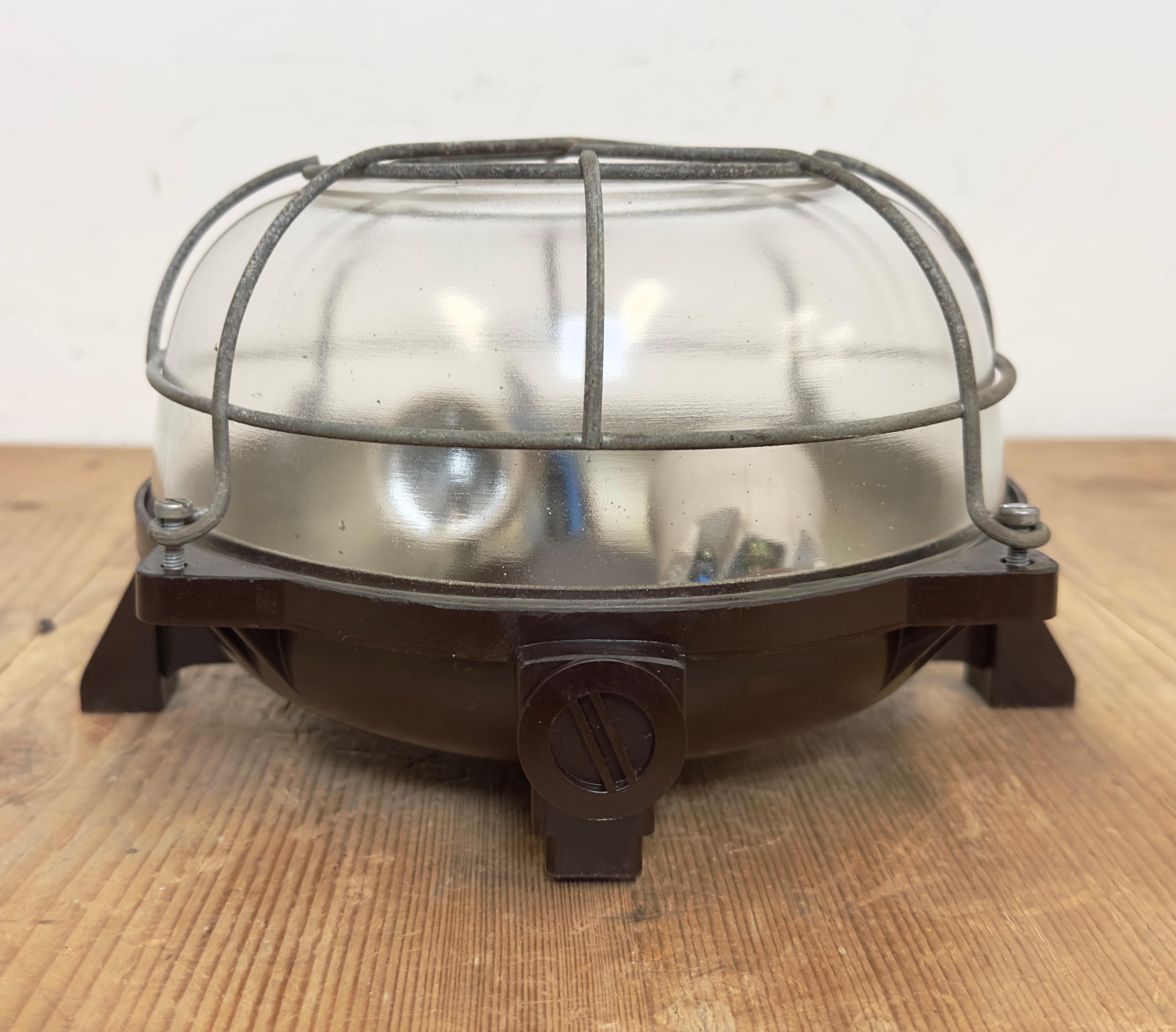 Late 20th Century Brown Industrial Bakelite Wall or Ceiling Light, 1970s
