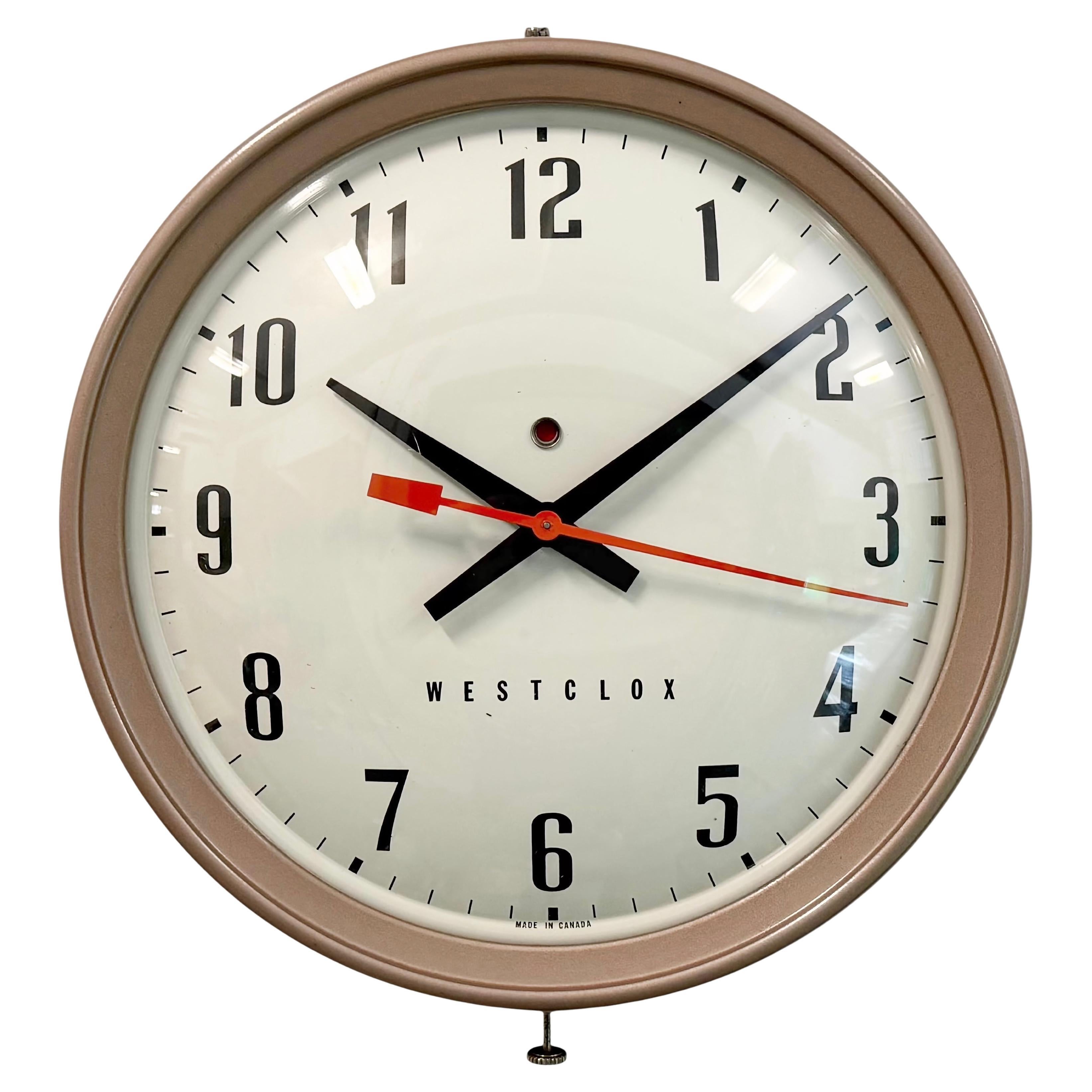 Brown Industrial Electric Station Wall Clock from Westclox , 1960s