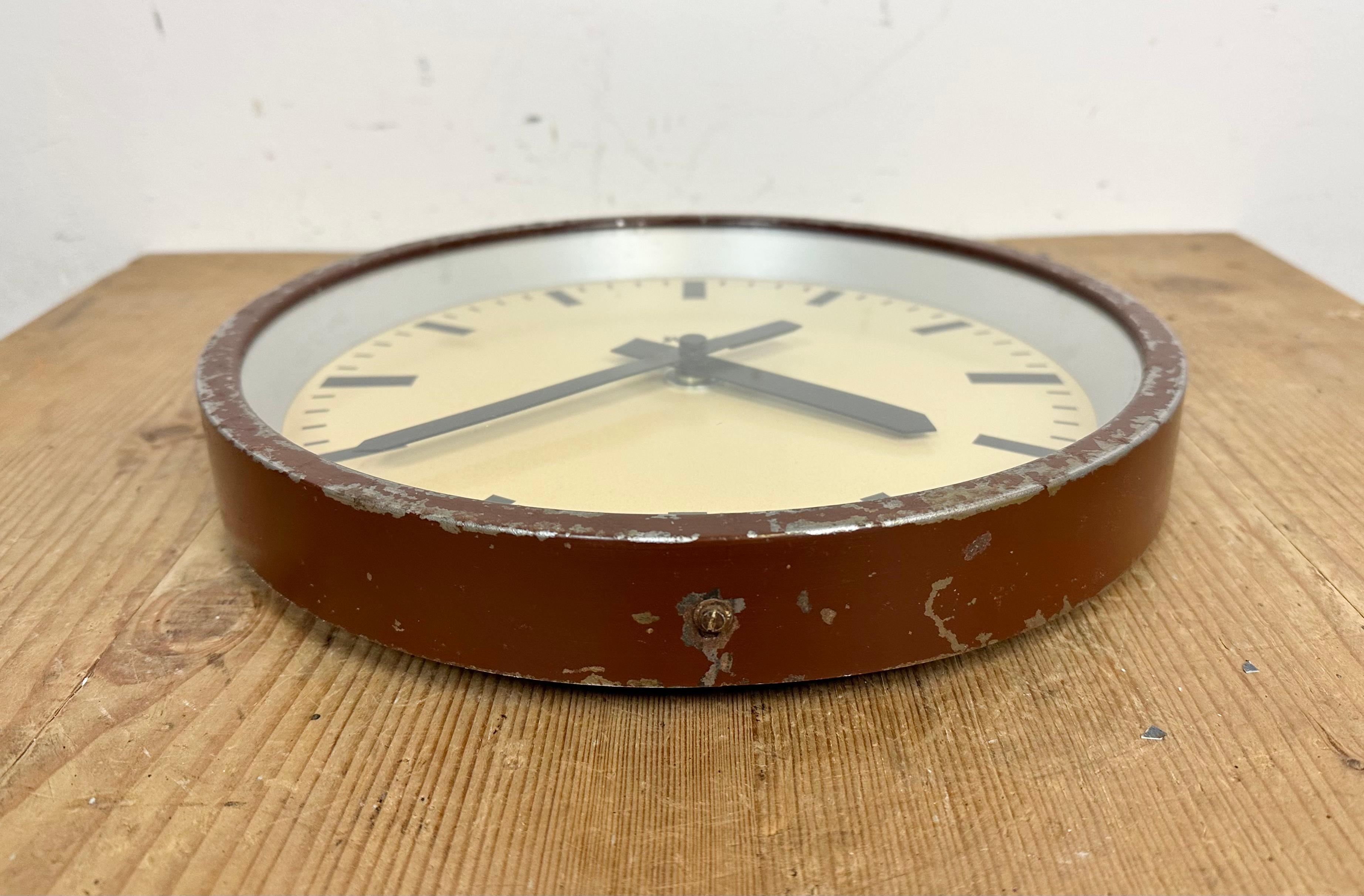 Brown Industrial Factory Wall Clock from IBM, 1950s For Sale 5