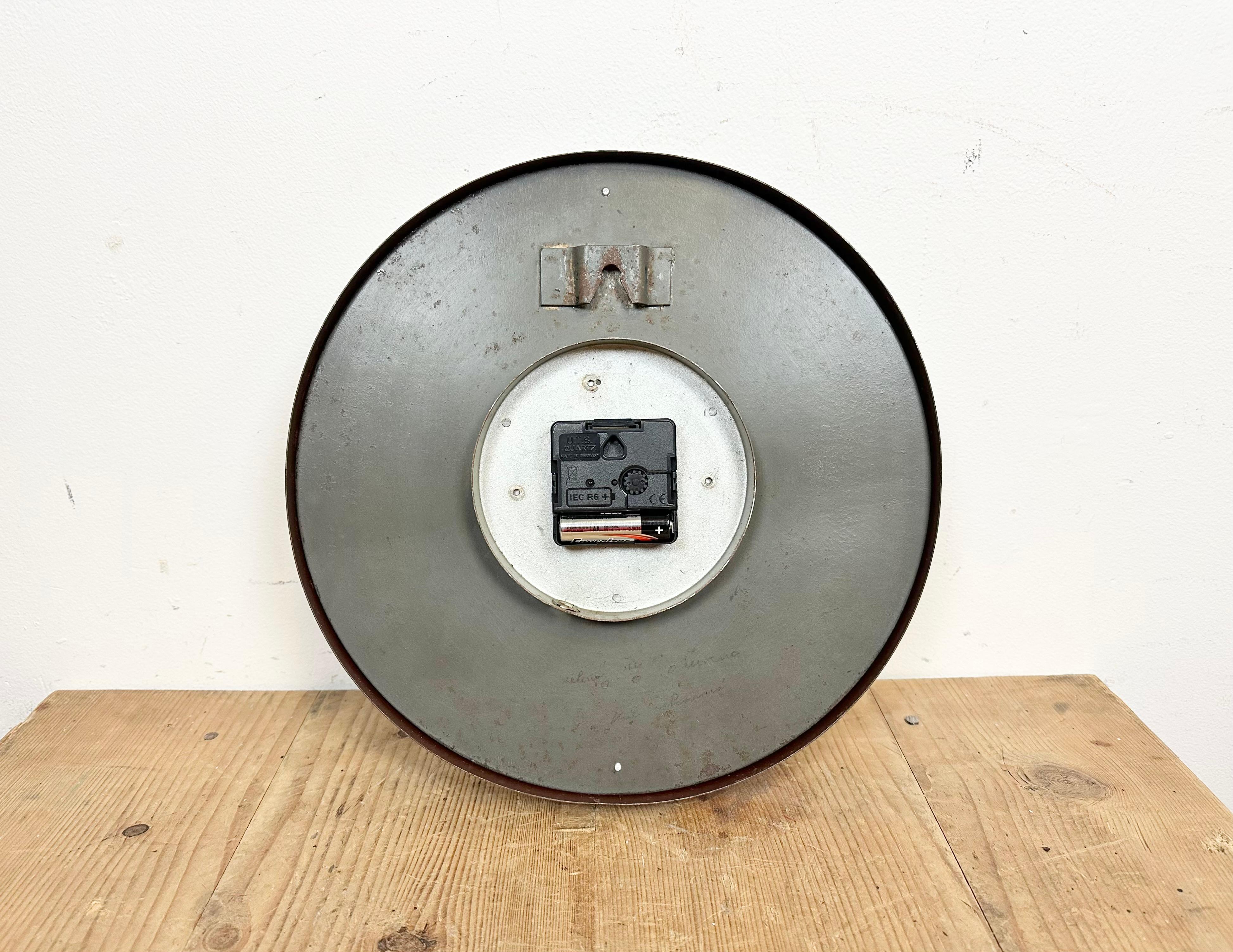Brown Industrial Factory Wall Clock from IBM, 1950s For Sale 7