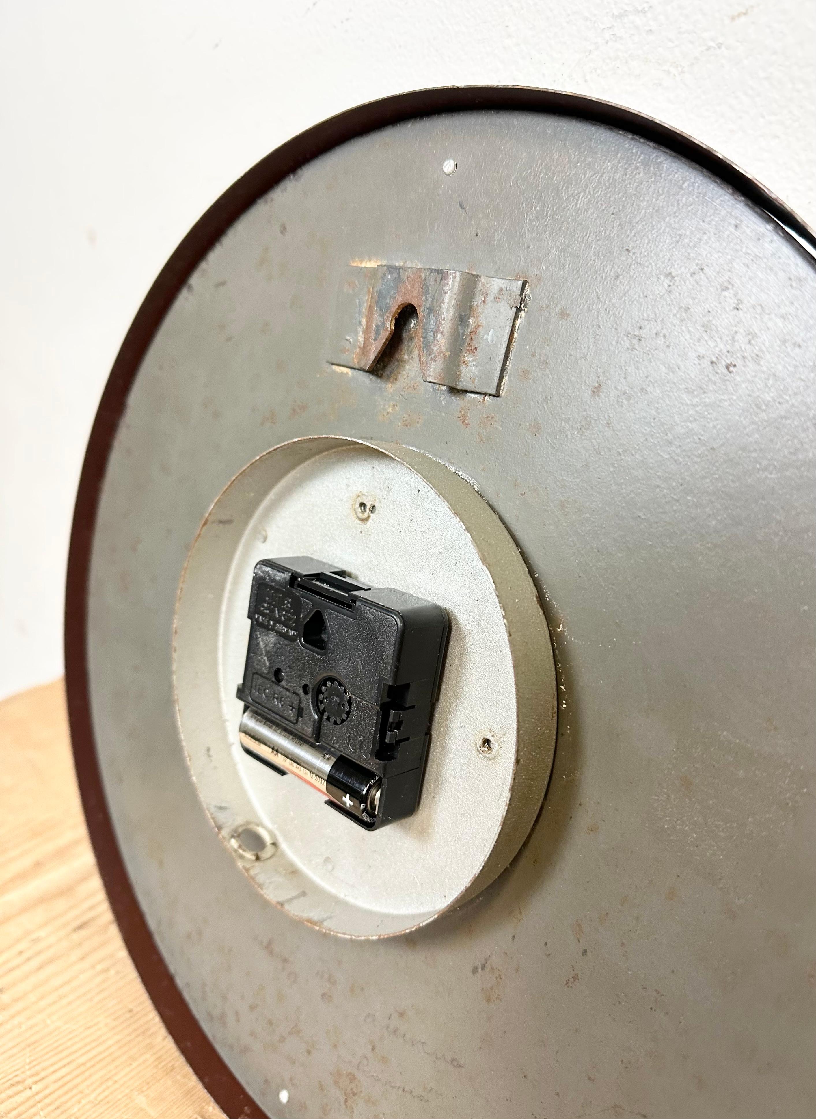 Brown Industrial Factory Wall Clock from IBM, 1950s For Sale 8