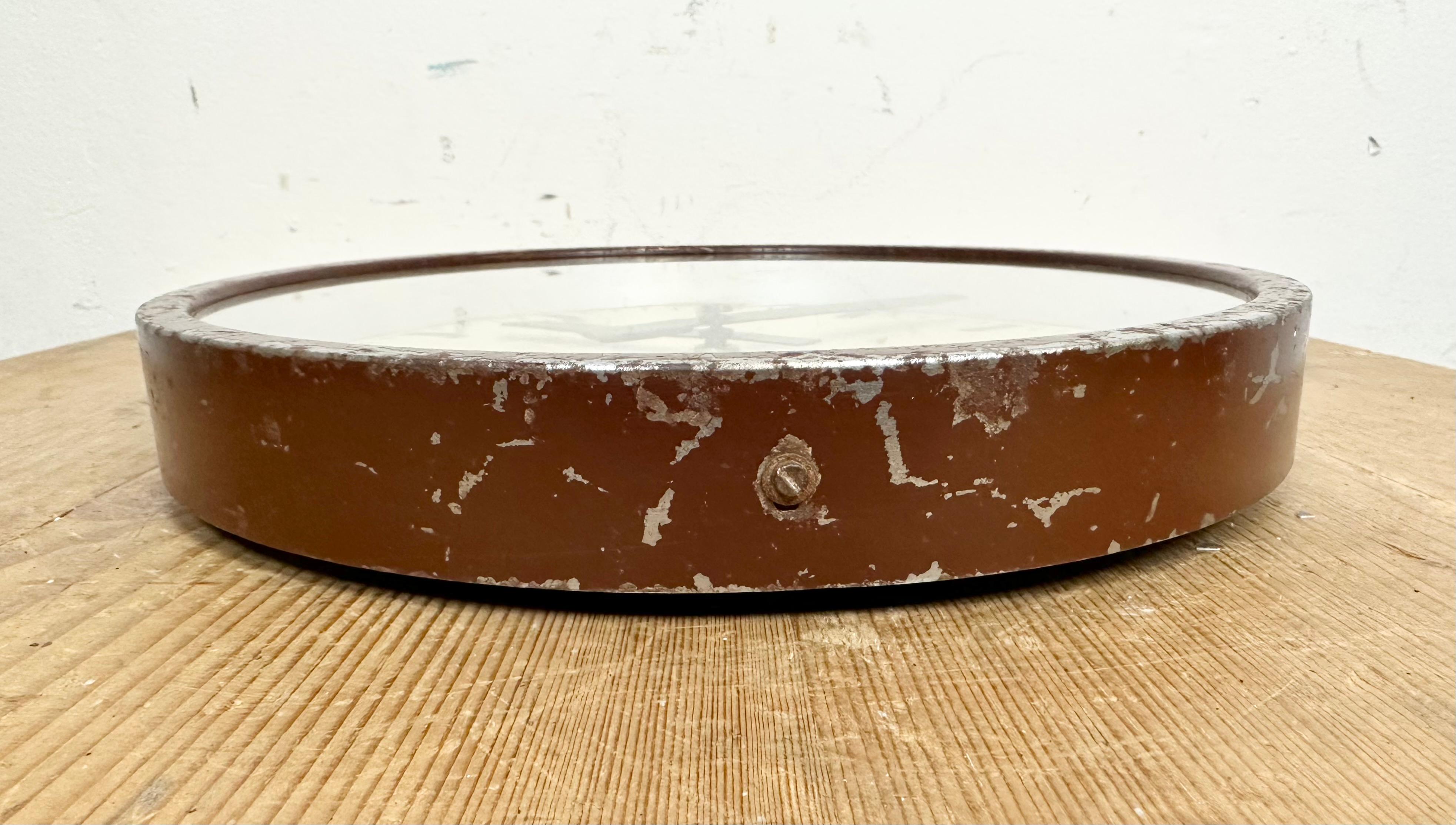 20th Century Brown Industrial Factory Wall Clock from IBM, 1950s For Sale