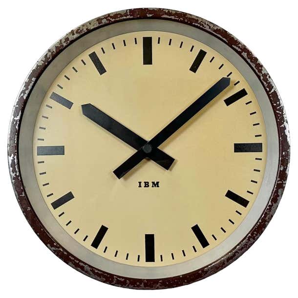 Brown Industrial Factory Wall Clock from IBM, 1950s For Sale at 1stDibs ...