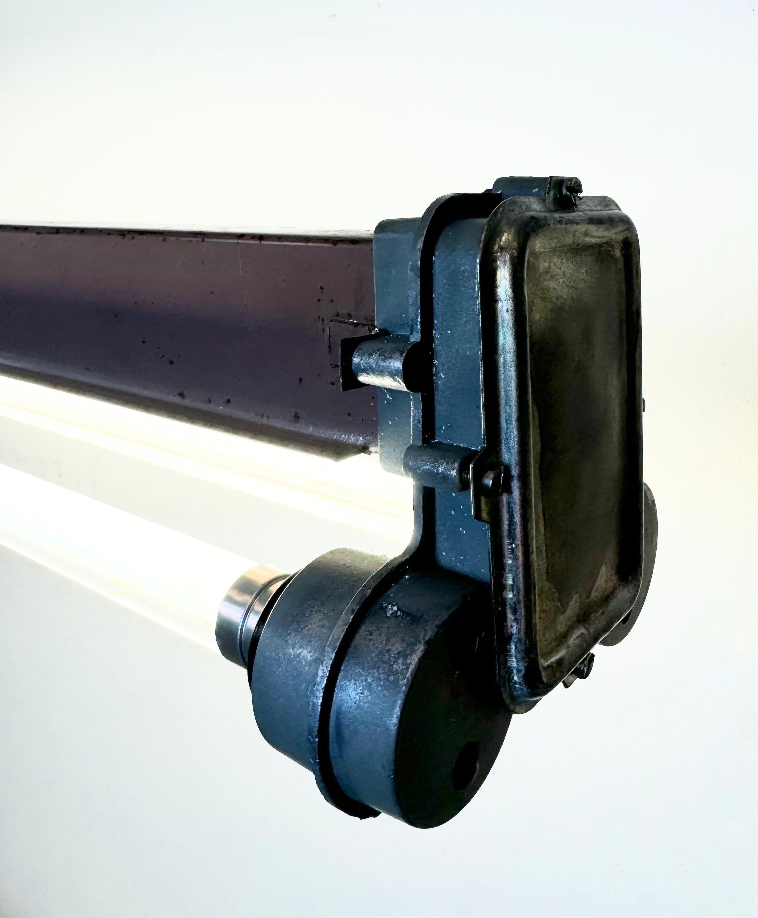 Brown Industrial Hanging Tube Light, 1970s For Sale 10
