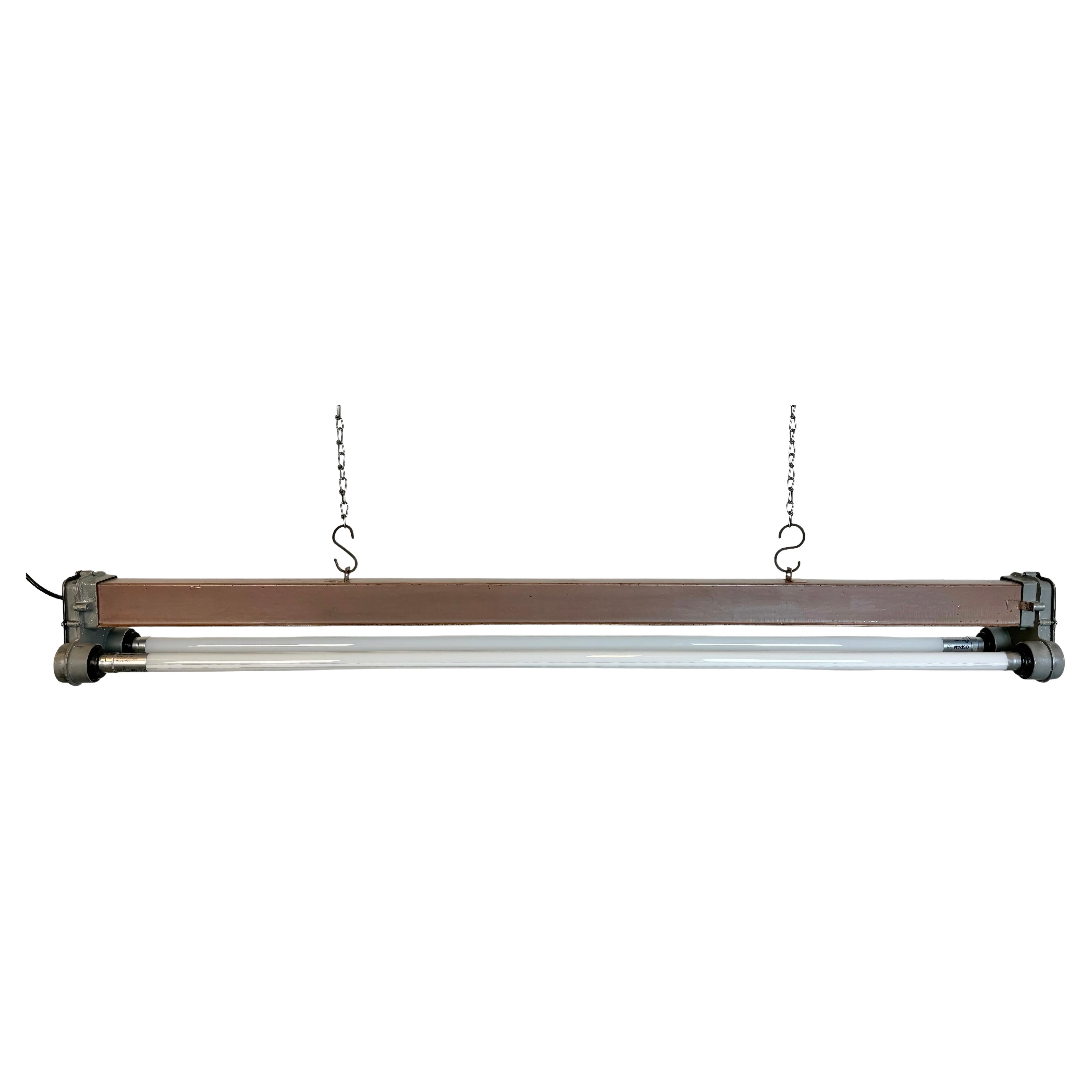 Brown Industrial Hanging Tube Light, 1970s