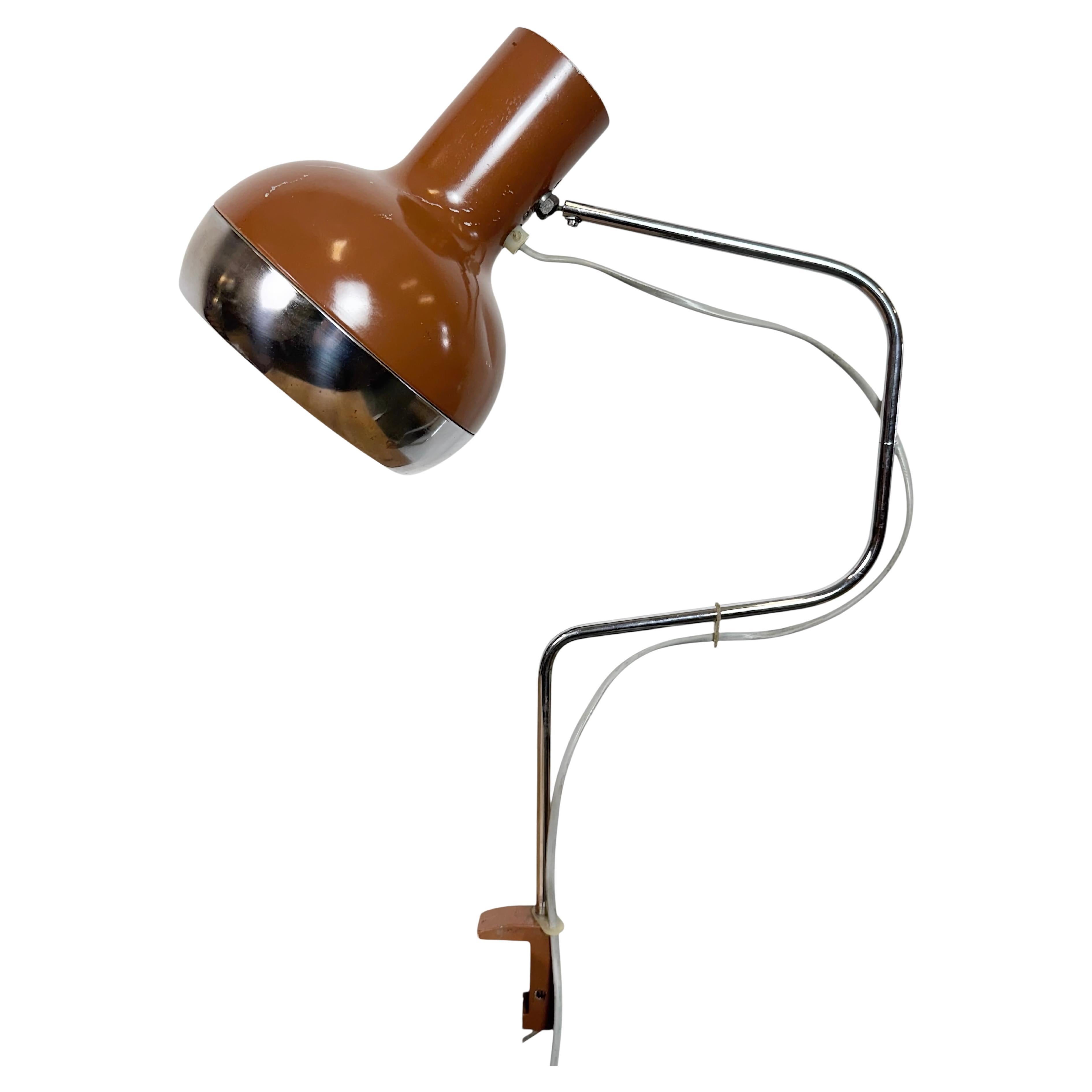 Lampe de bureau industrielle brune, 1970