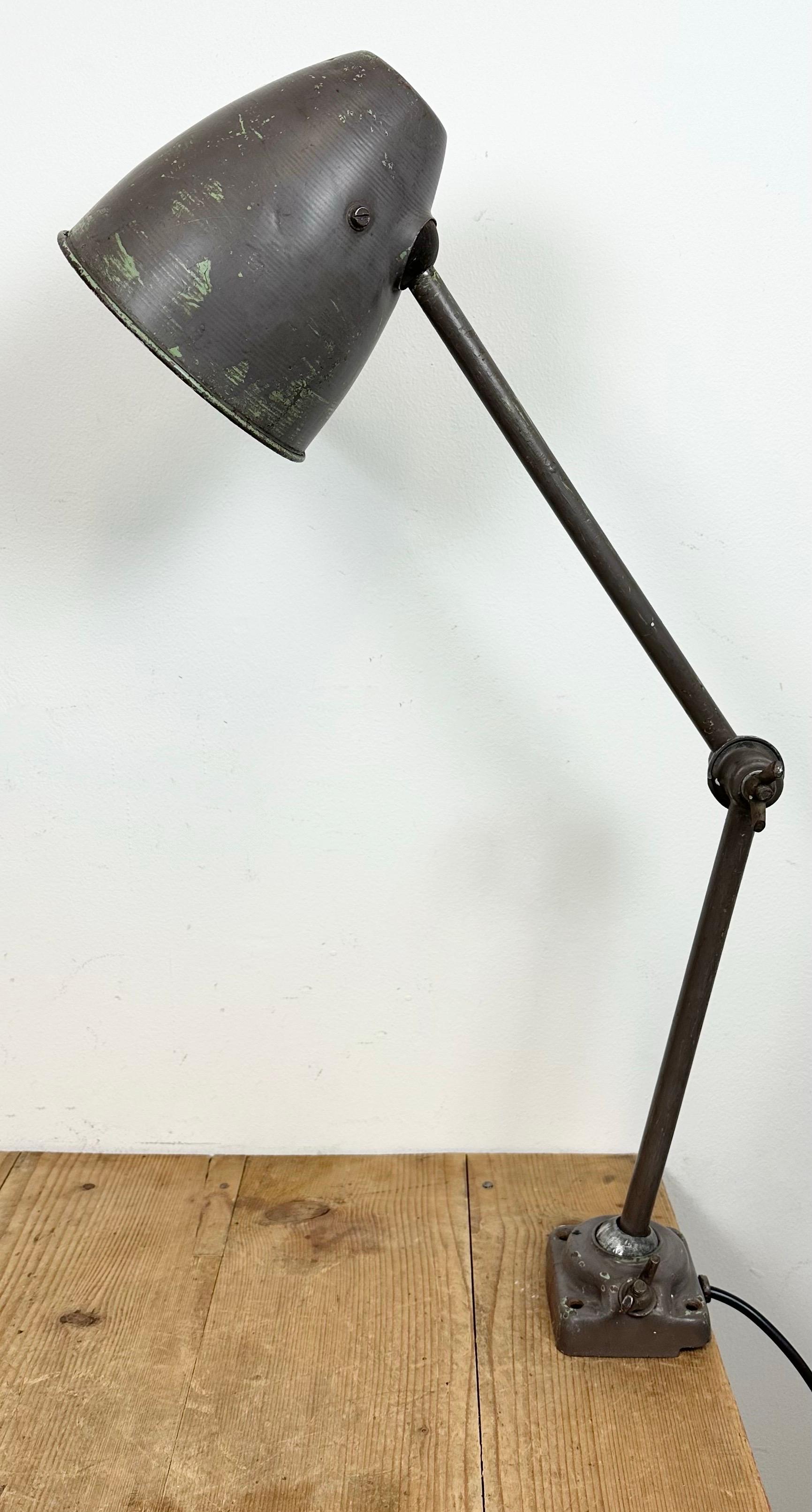 Iron Brown Industrial Workshop Table Lamp, 1960s For Sale