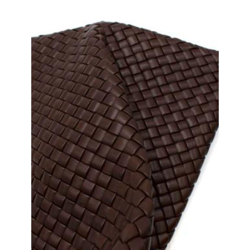 Women's brown Intrecciato leather BV Fringe Crisscross clutch For Sale