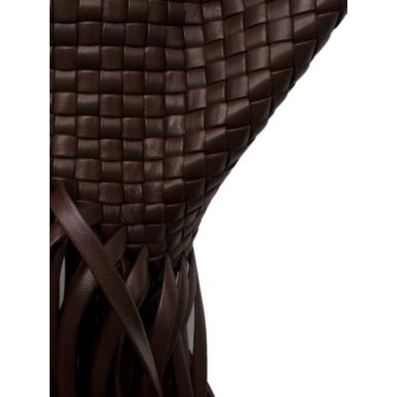 brown Intrecciato leather BV Fringe Crisscross clutch For Sale 1