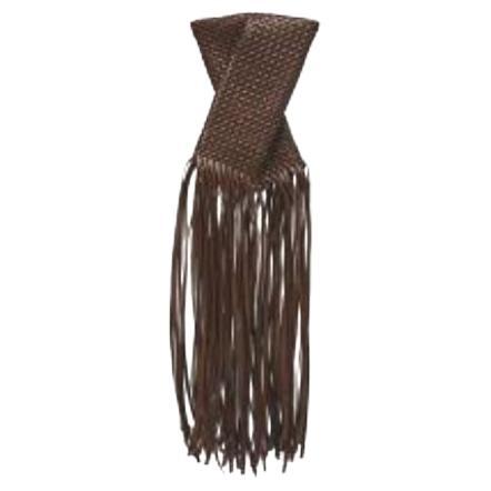 brown Intrecciato leather BV Fringe Crisscross clutch For Sale