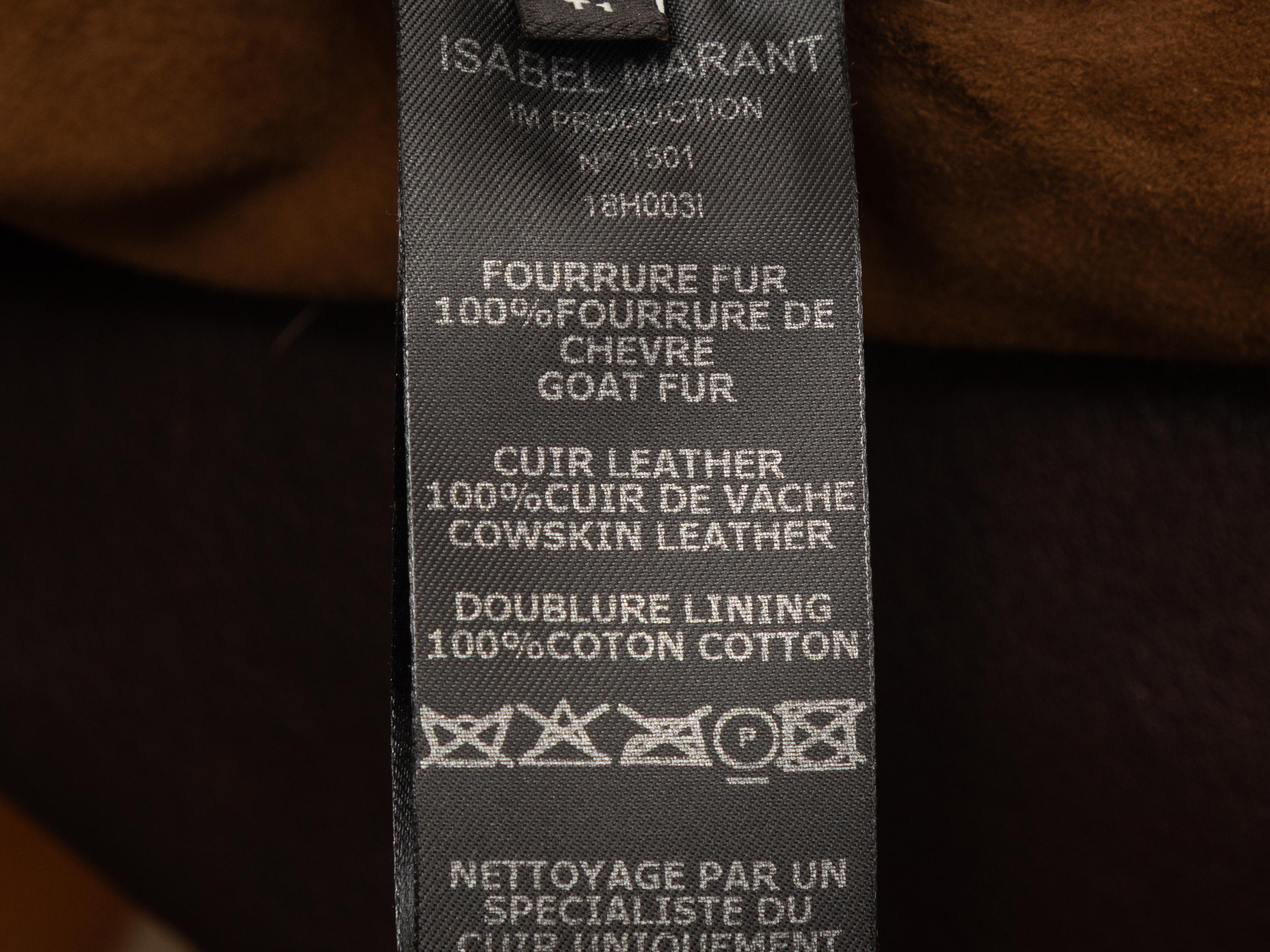 Braun Isabel Marant Ziegenpelz & Leder Fransen Jacke Designer Größe 1 im Angebot 2