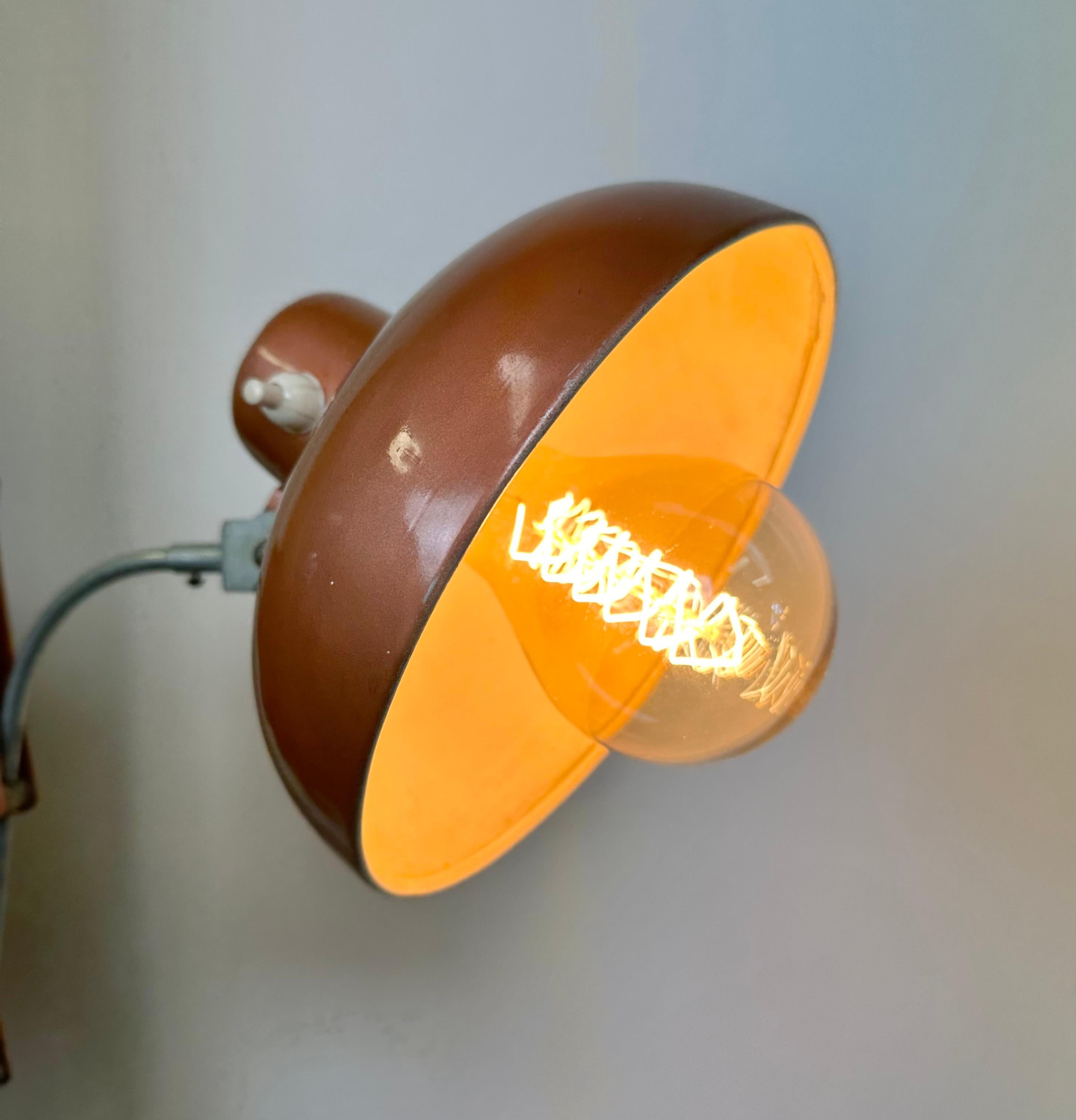 Brown Italian Industrial Scissor Wall Lamp, 1960s 11