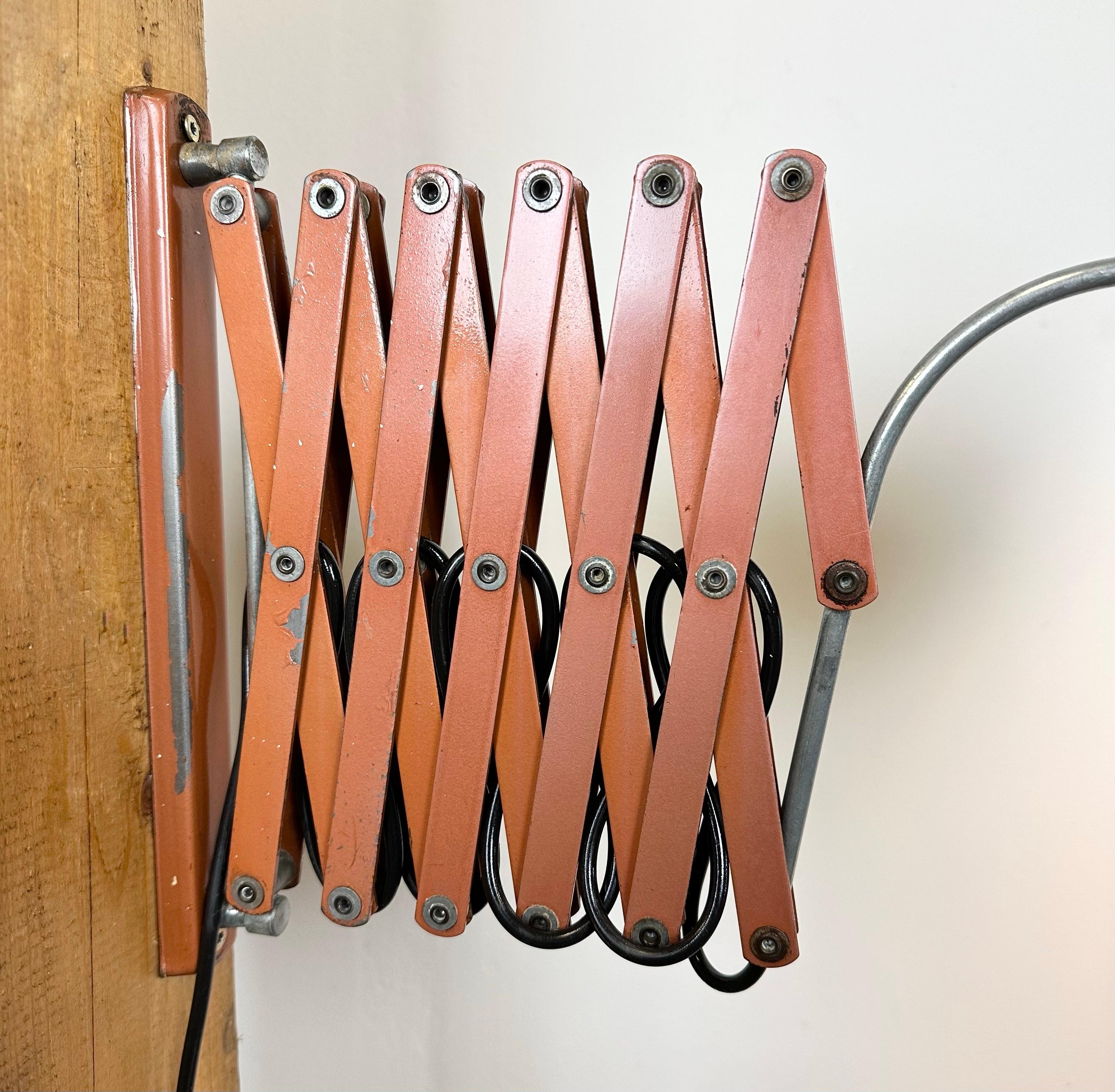 Brown Italian Industrial Scissor Wall Lamp, 1960s 12