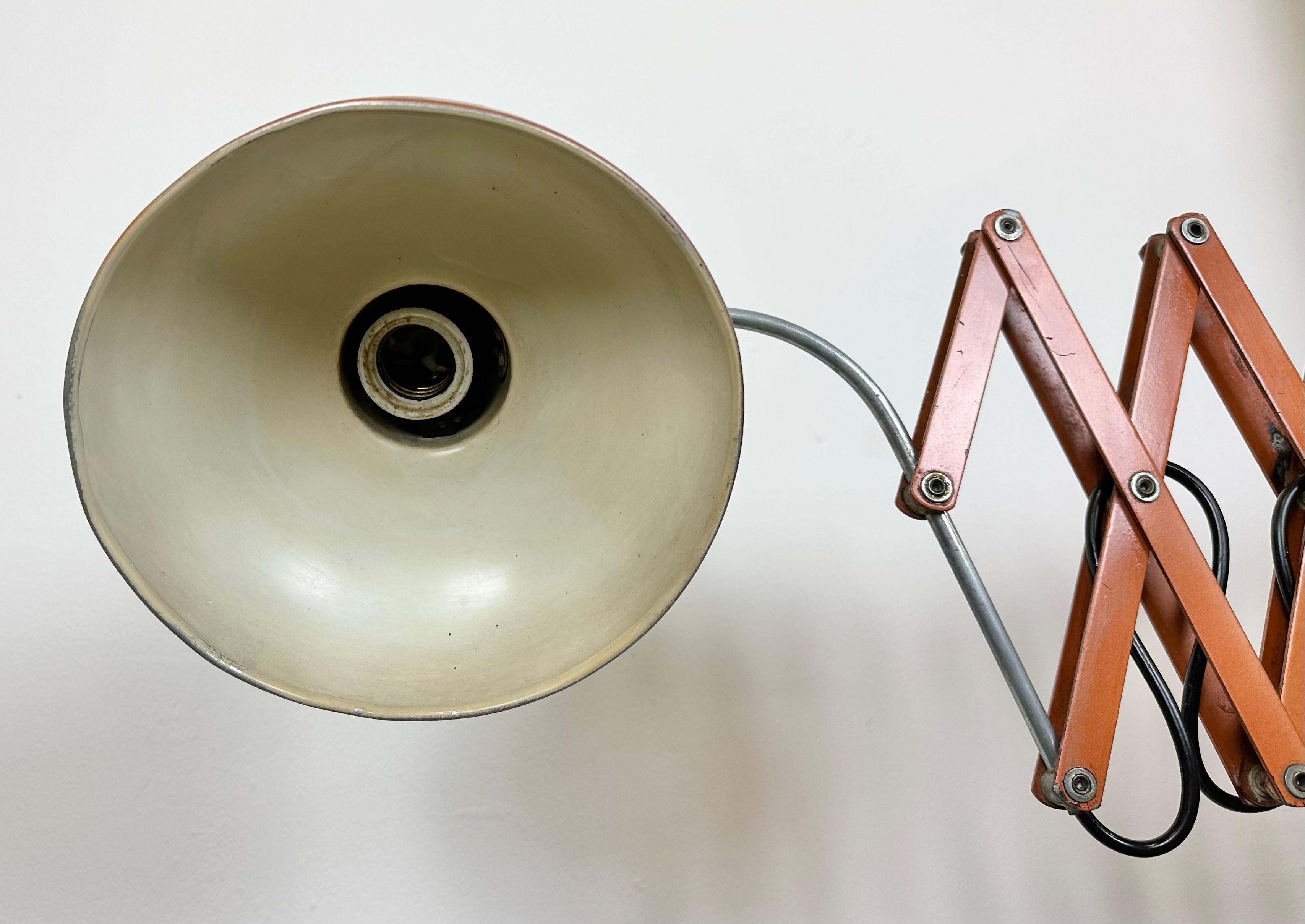 Brown Italian Industrial Scissor Wall Lamp, 1960s 3
