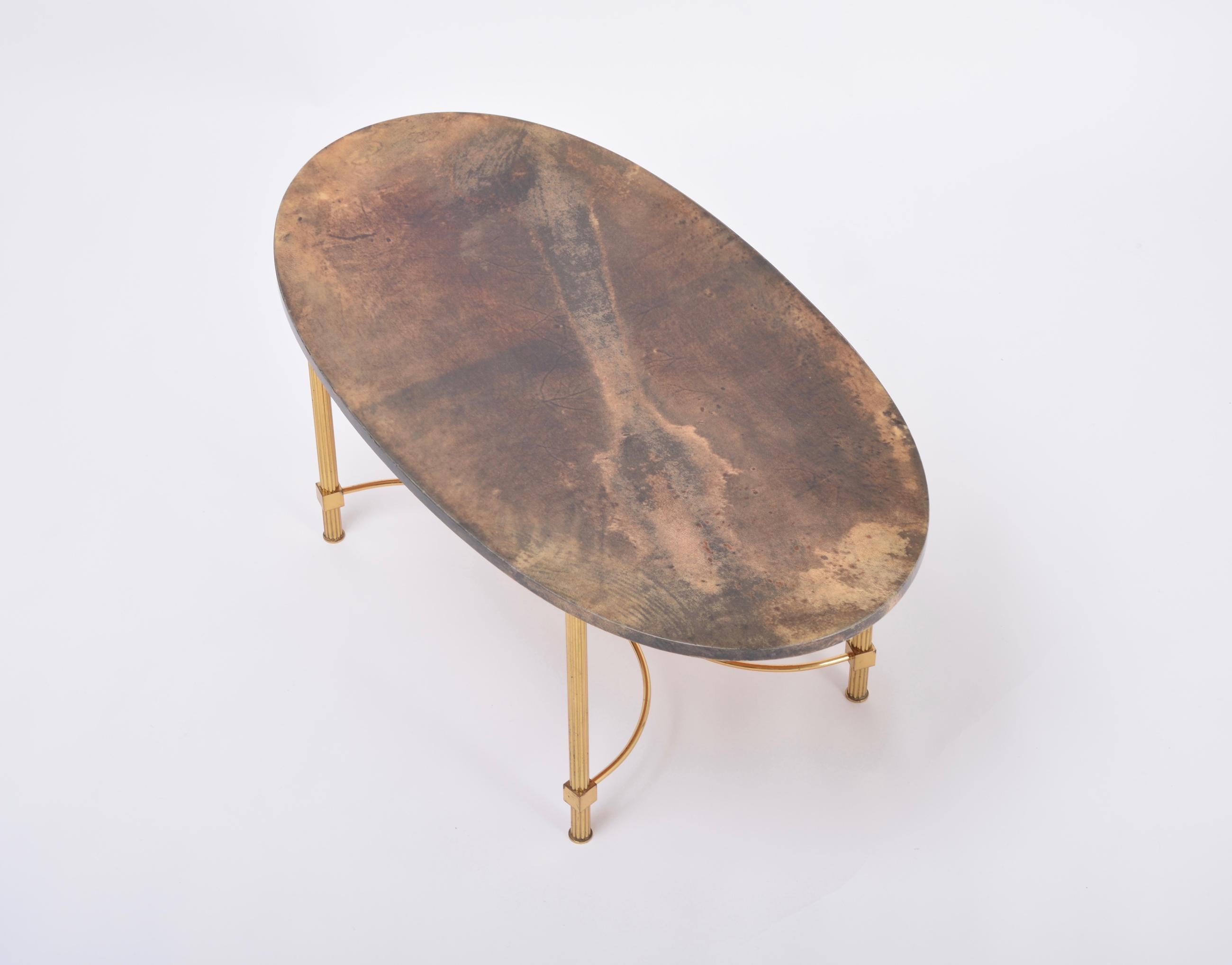 20th Century Brown Italian Midcentury Coffee or Side Table by Aldo Tura in Goat Skin