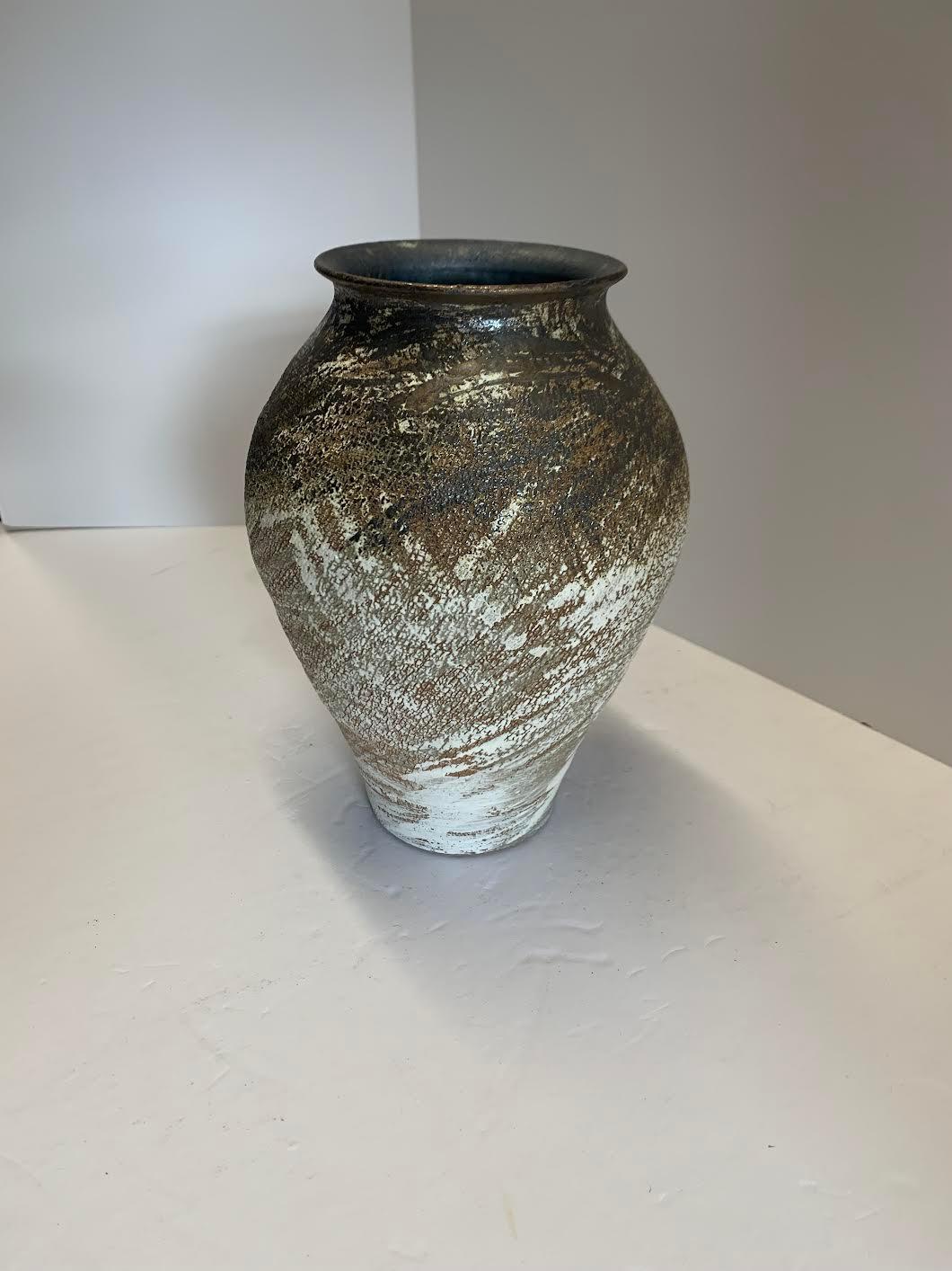Brown, Ivory, Bronze Stoneware Vase by Ceramic Artist Peter Speliopoulos, U.S.A. In New Condition In New York, NY