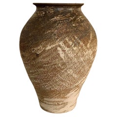 Brown, Ivory, Bronze Stoneware Vase by Ceramic Artist Peter Speliopoulos, U.S.A.
