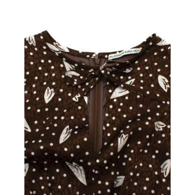 Brown & ivory polka dot silk satin jacquard In Excellent Condition For Sale In London, GB