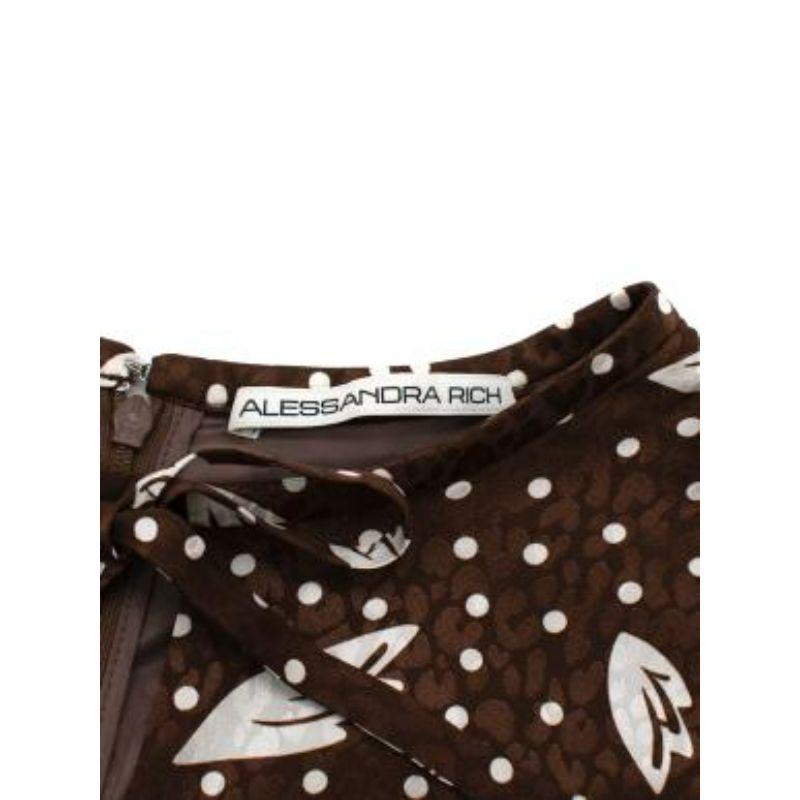 Brown & ivory polka dot silk satin jacquard For Sale 1