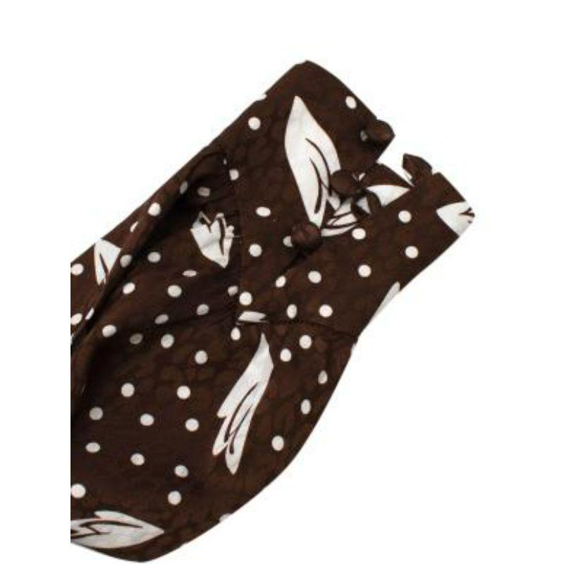 Brown & ivory polka dot silk satin jacquard For Sale 3