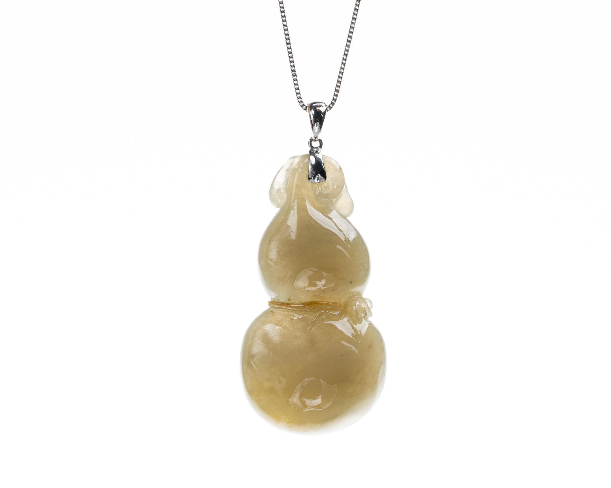 Contemporary Brown Jadeite Jade Gourd Pendant