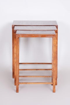 Tavoli da nido Jan Vanek marrone realizzati in Cechia negli anni '30, Art Deco