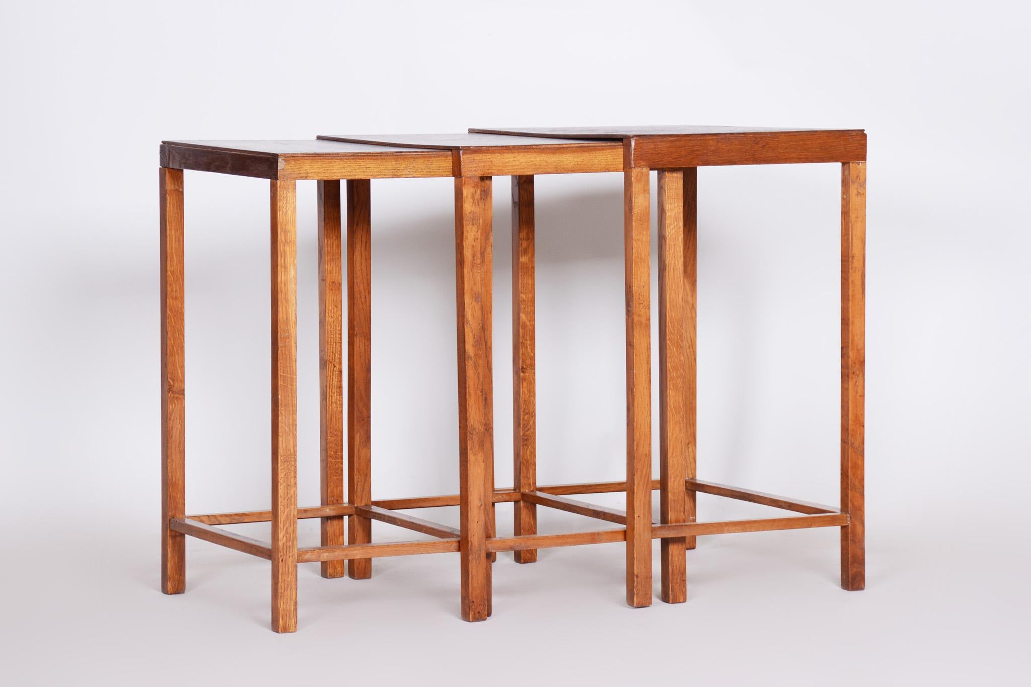20th Century Brown Jan Vanek Nest Tables Made in 1930s Czechia, Art Deco  For Sale