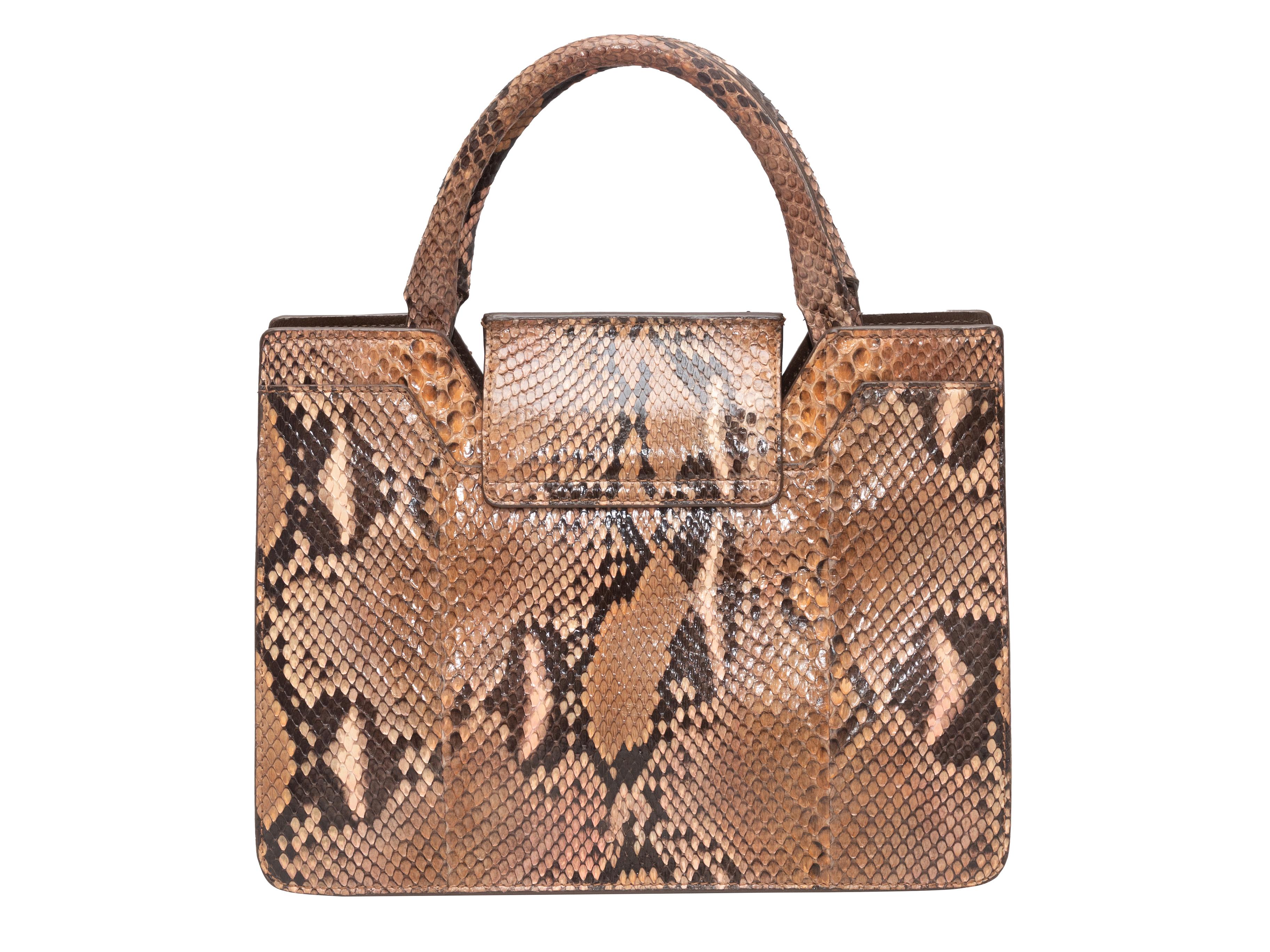 Braune Jimmy Choo Schlangenleder-Tasche mit oberem Griff im Zustand „Gut“ im Angebot in New York, NY