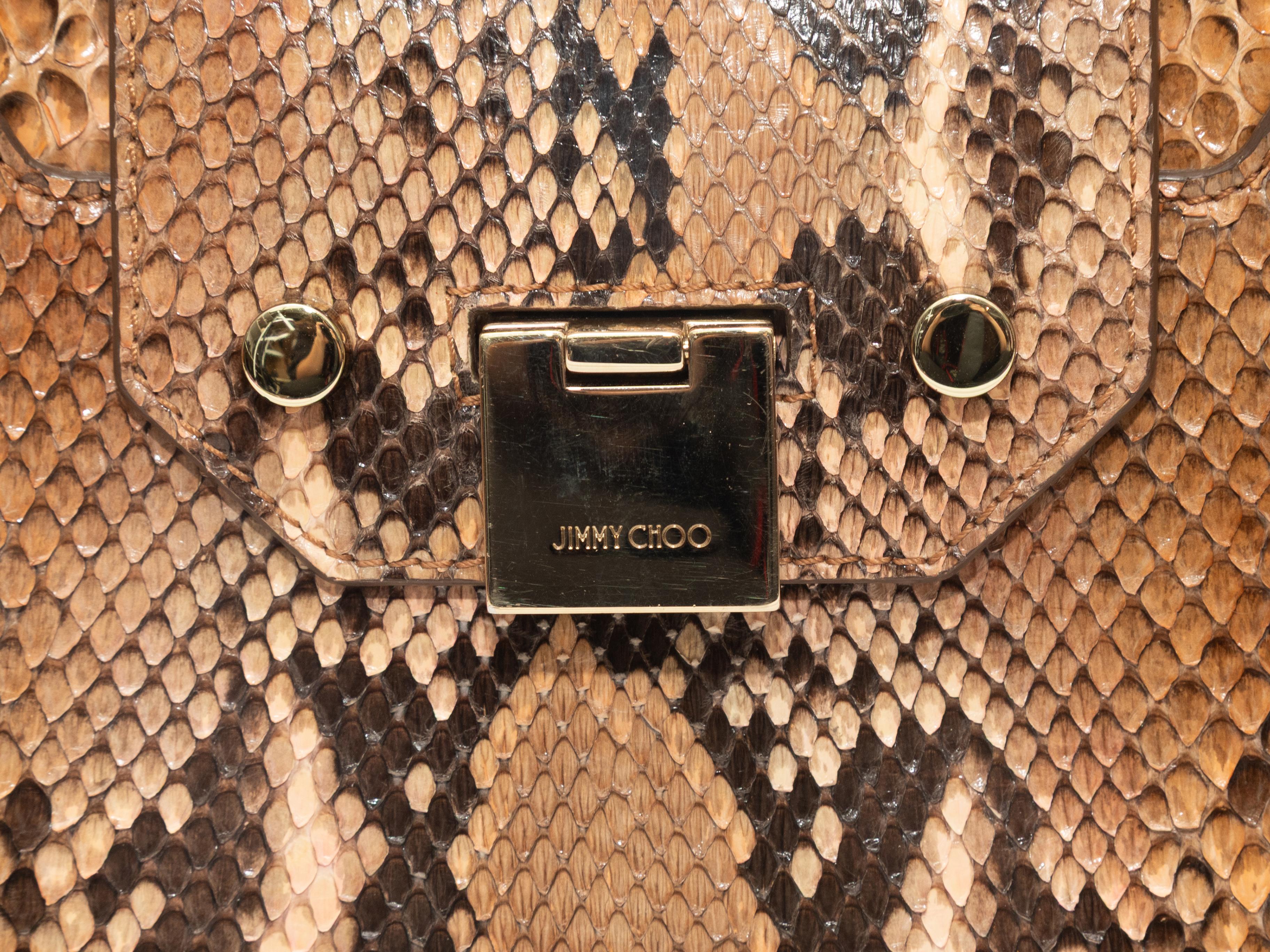 Braune Jimmy Choo Schlangenleder-Tasche mit oberem Griff im Angebot 1