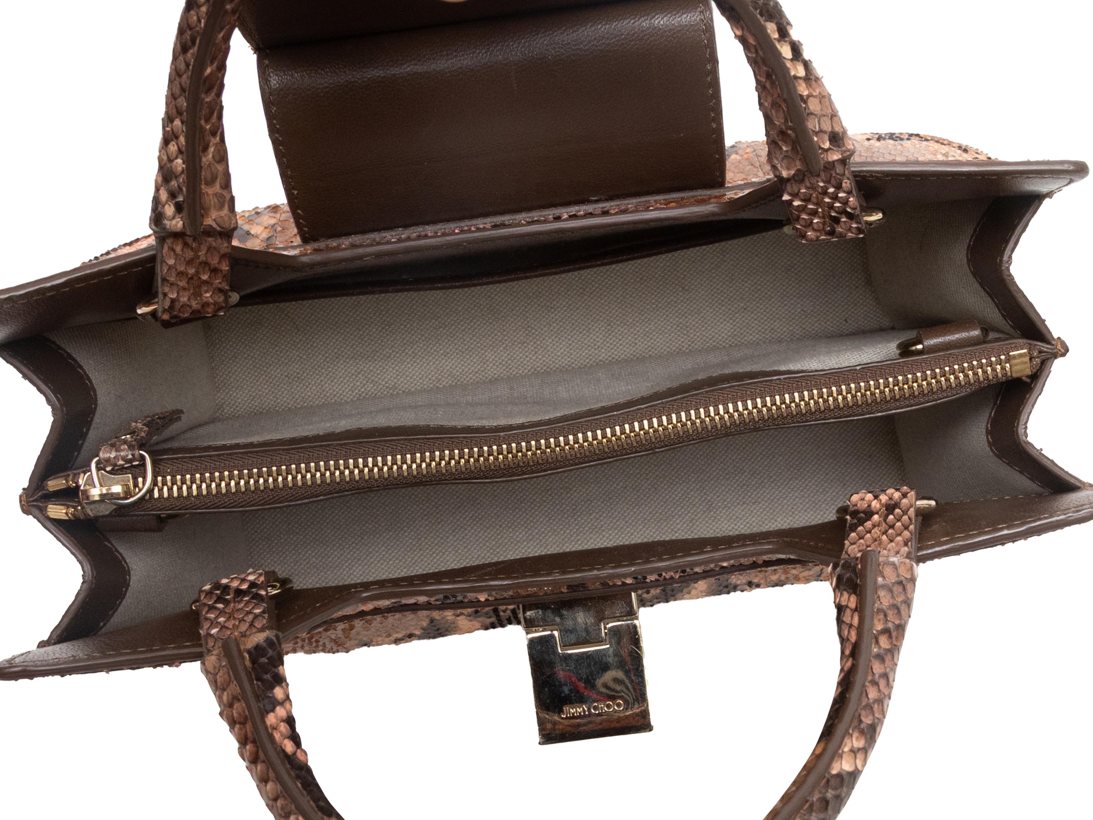 Braune Jimmy Choo Schlangenleder-Tasche mit oberem Griff im Angebot 2