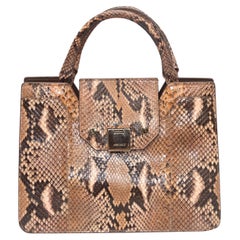 Braune Jimmy Choo Schlangenleder-Tasche mit oberem Griff