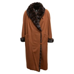 Brown J.Mendel Long Mink-Trimmed Coat Size US S